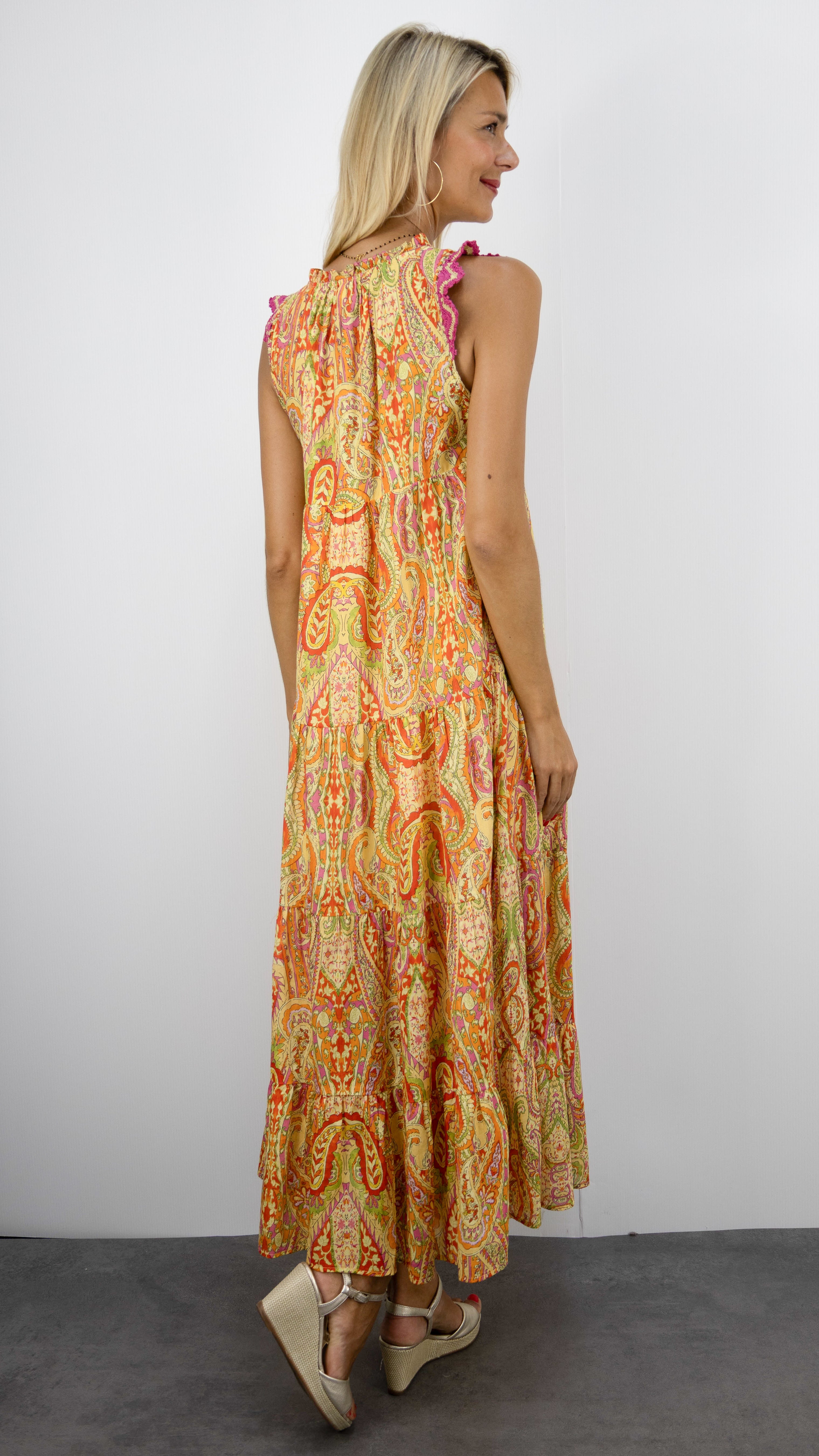ROBE LONGUE IMPRIMEE EN COTON GOA MALAGA#COLOR_5002/SAFRAN