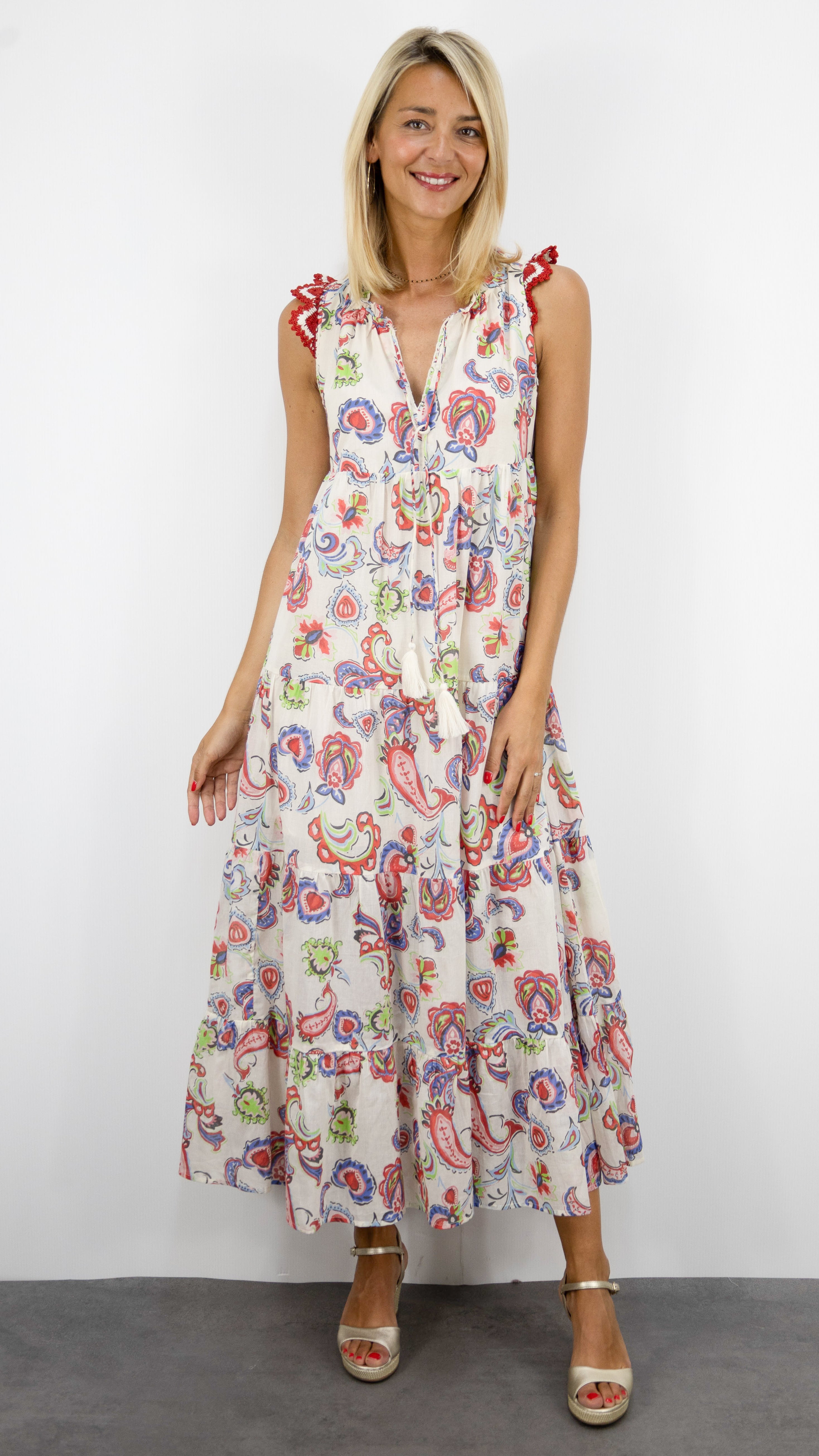ROBE LONGUE IMPRIMEE EN COTON GOA MALAGA#COLOR_5005/ECRU