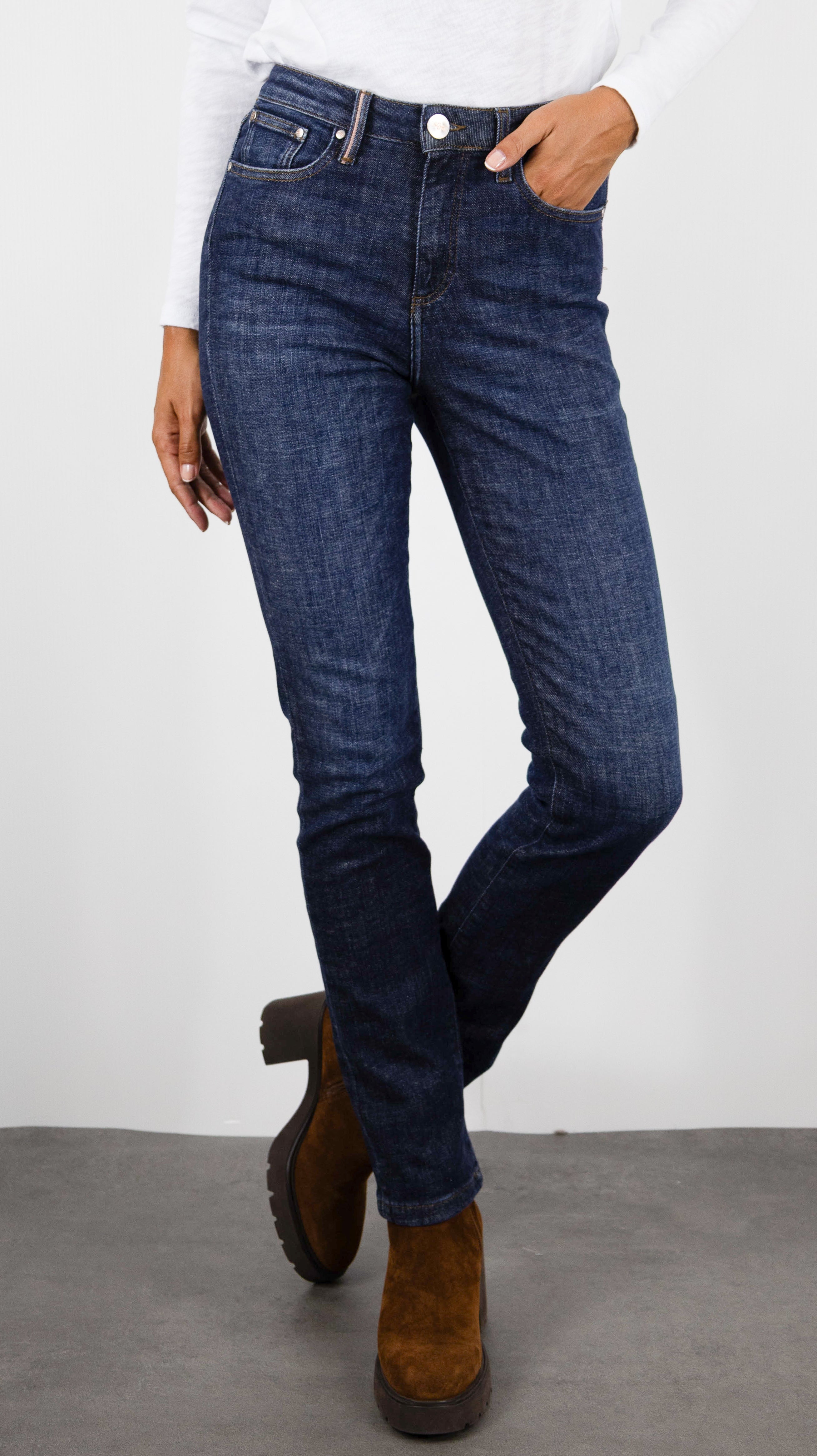 JEANS DROIT POUR FEMME ISLOW MALO RECYCLED BLUE DENIM DARK VINTAGE 