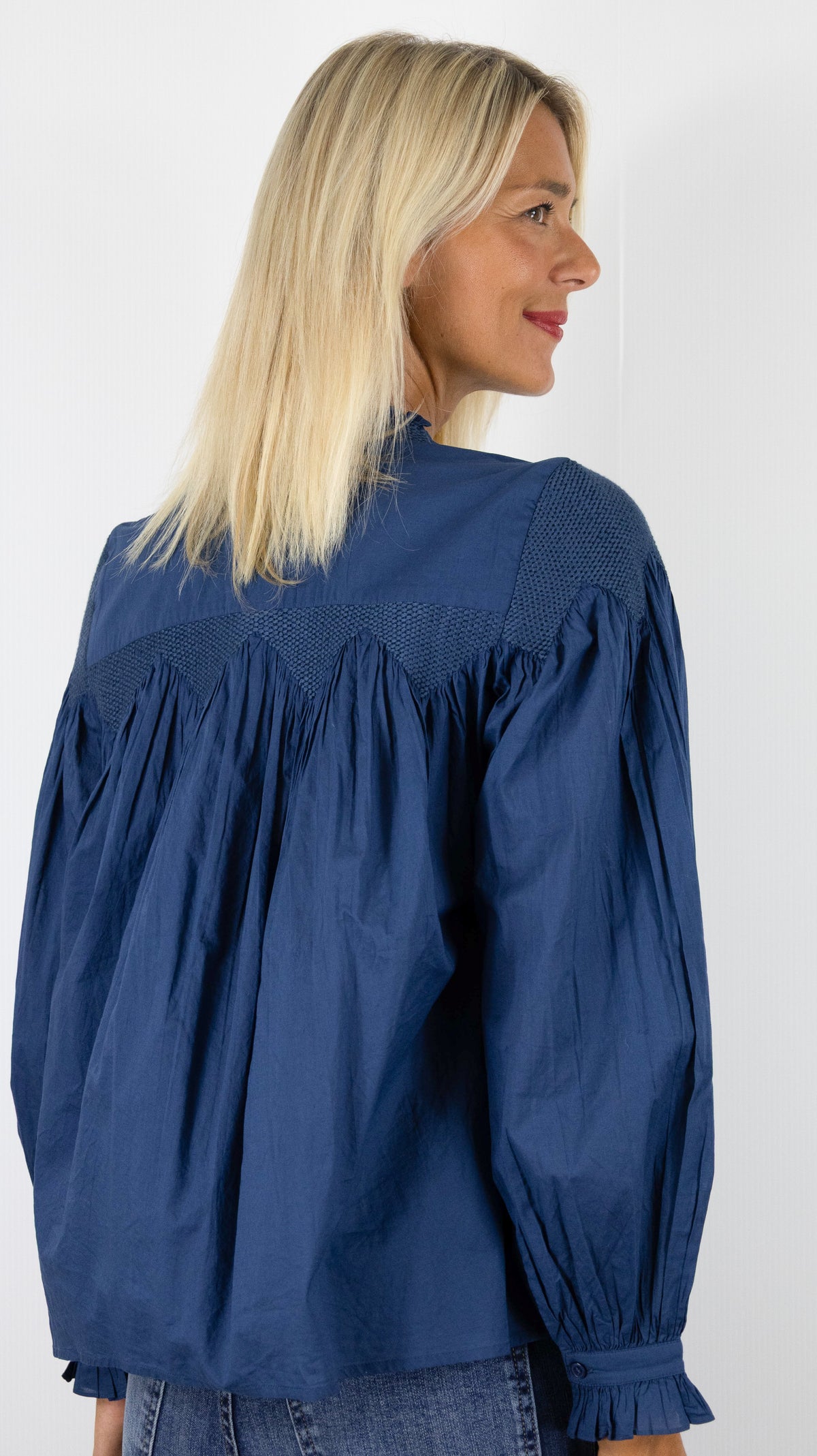 BLOUSE AMPLE BRODEE POUR FEMME BA&SH TONIA#COLOR_BLEU