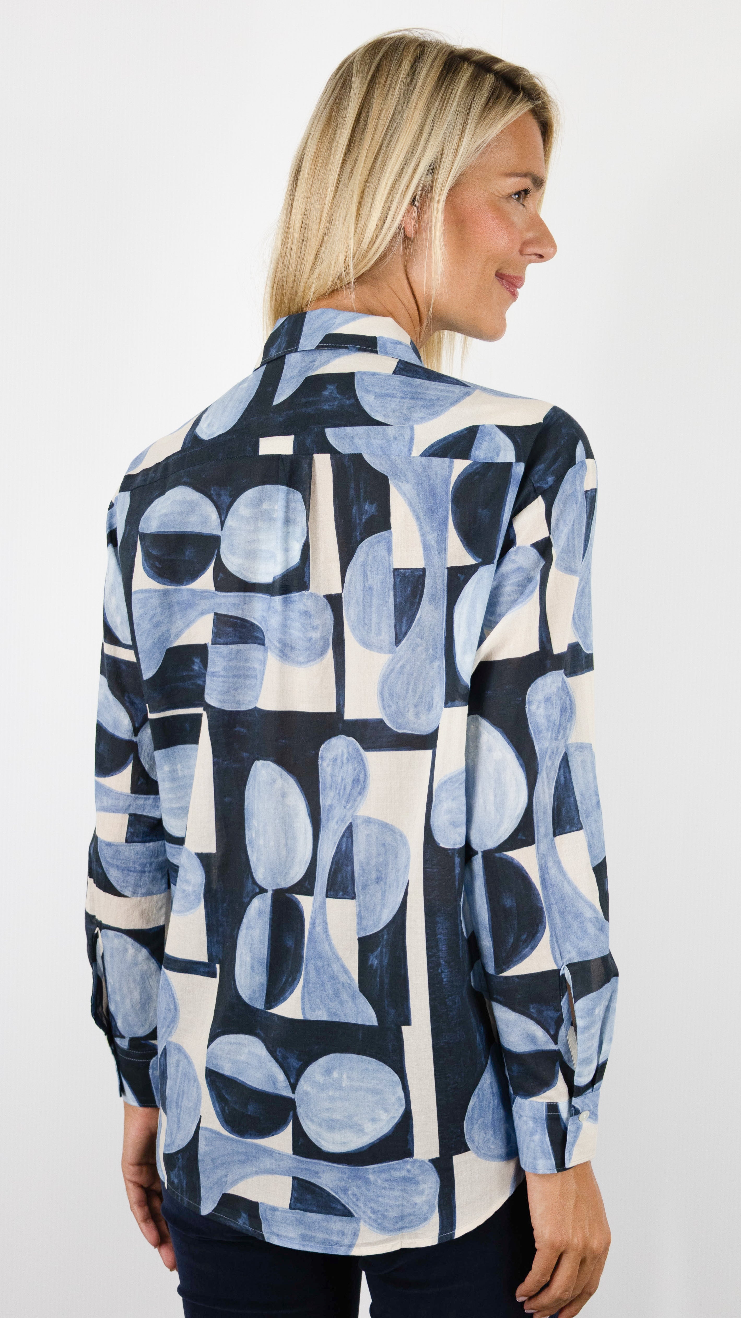 CHEMISE IMPRIMEE EN VOILE DE COTON POUR FEMME HARTFORD BGCH625 CINEMA#COLOR_02/BLUE