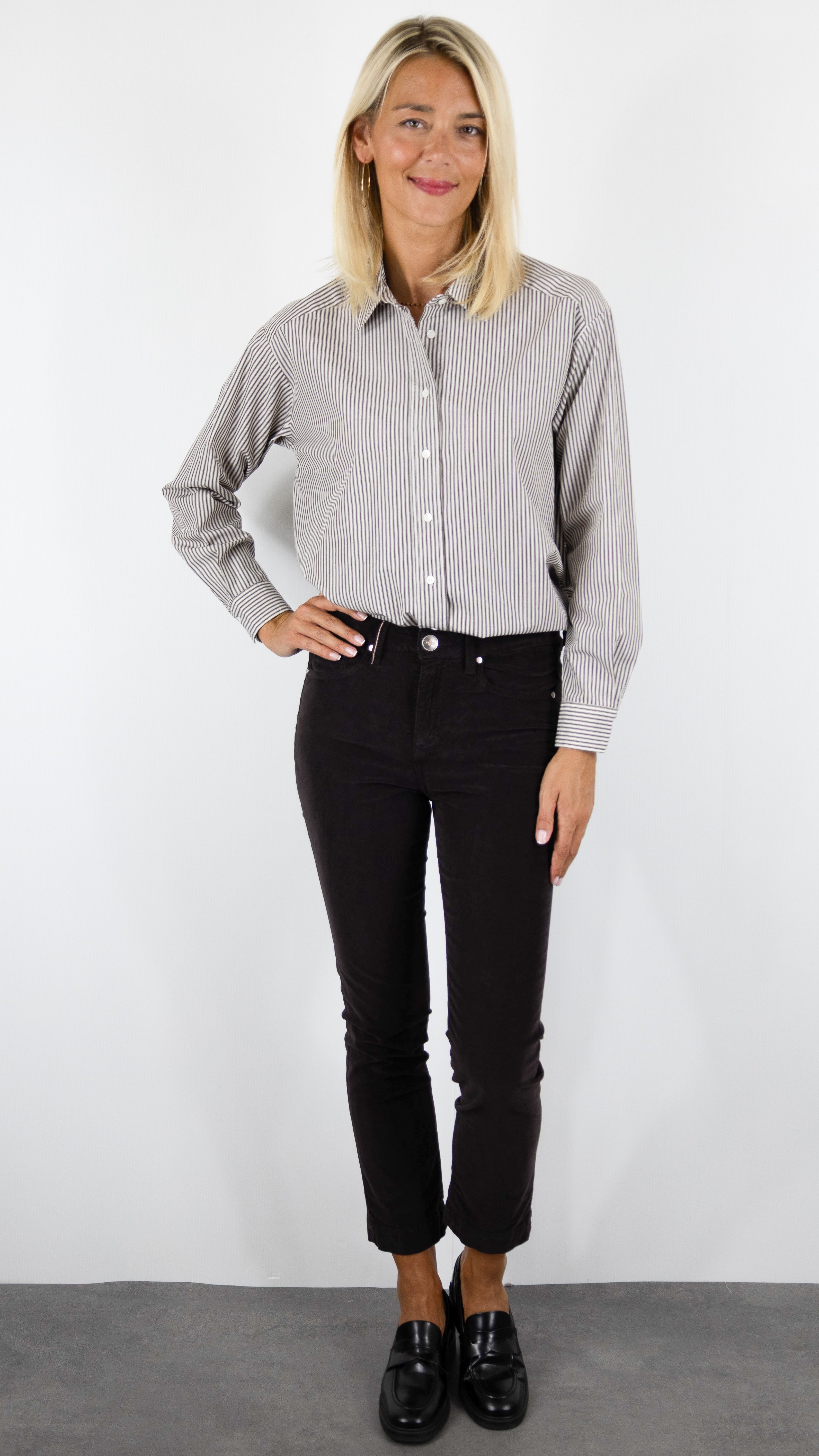 CHEMISE AMPLE RAYEE MARRON CHOCO POUR FEMME HARTFORD CINEMA