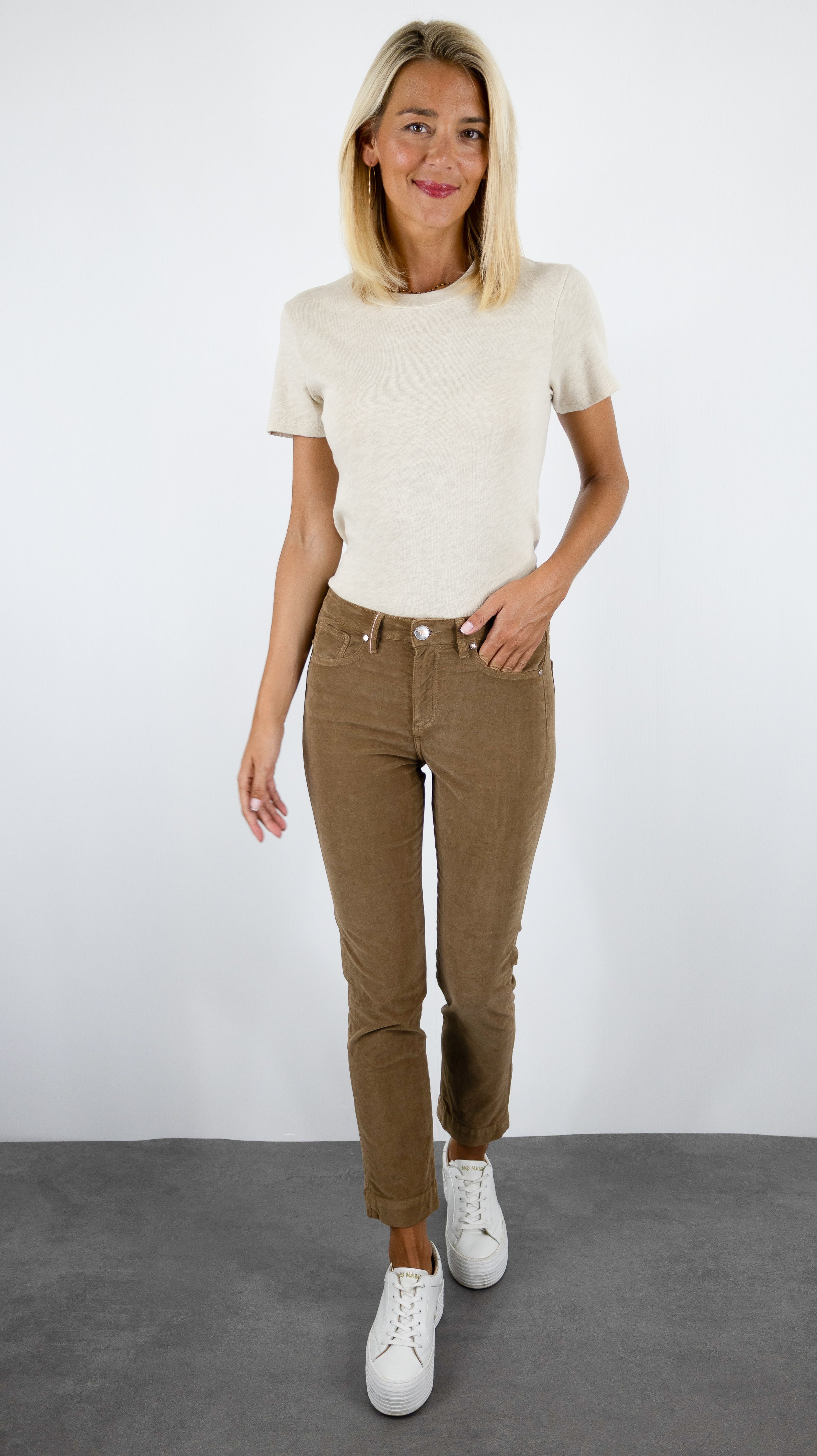 PANTALON 7/8 EN VELOURS PALATINE POUR FEMME ISLOW MARIN PALATINE CORD#COLOR_LAMA/CAMEL