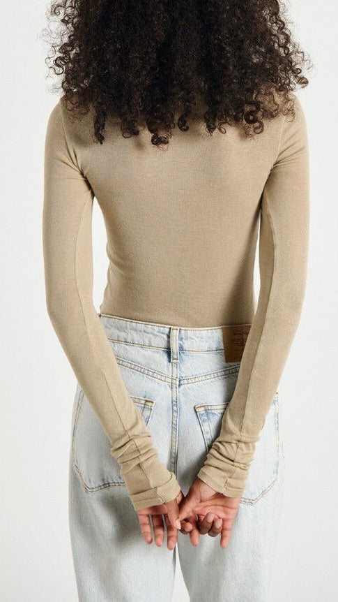 TEE-SHIRT COL ROND EN COTON PIMA BEIGE BOULGHOUR AMERICAN VINTAGE MASSACHUSETTS