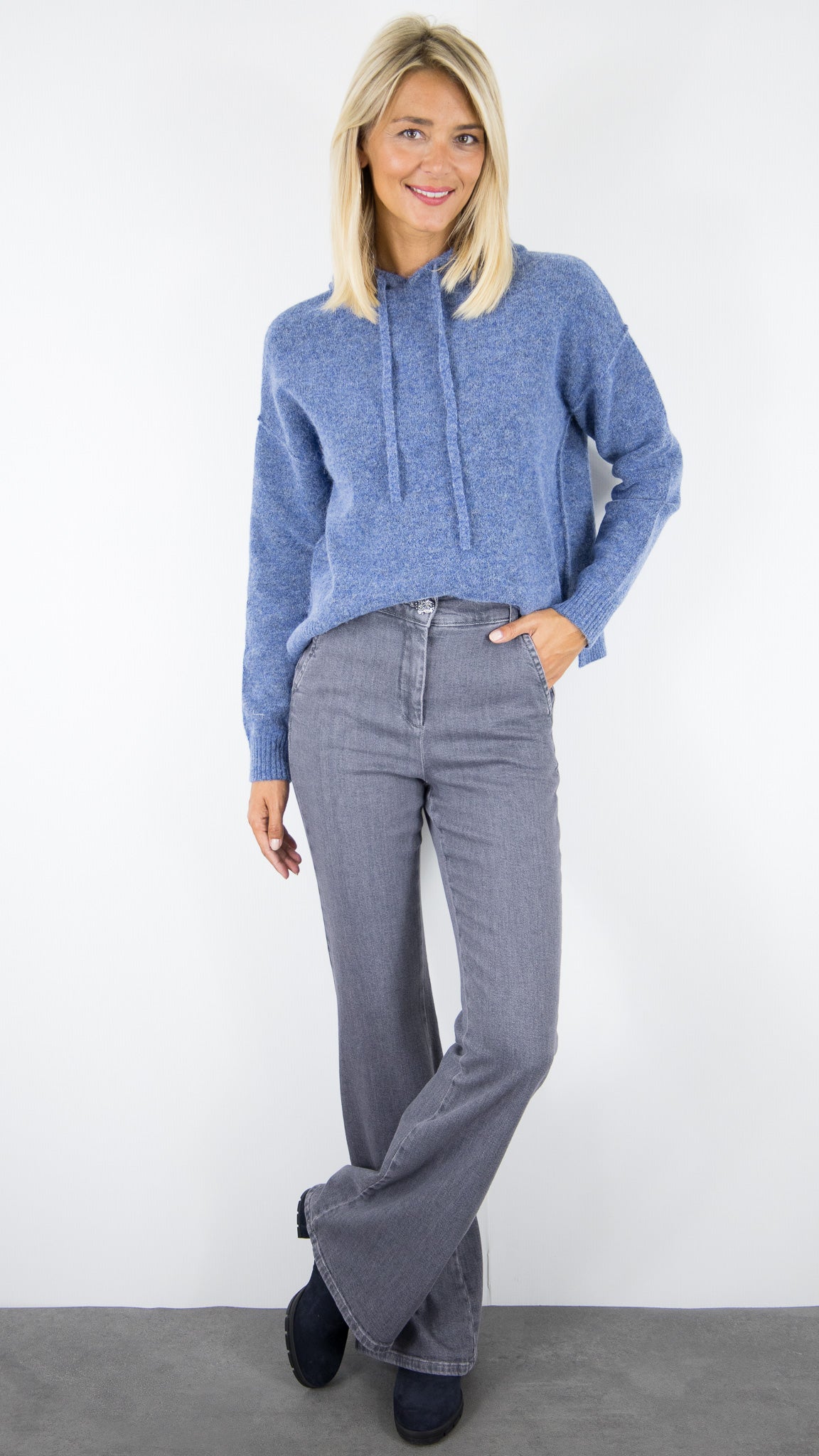 PULL A CAPUCHE MAILLE CHINEE GRISE HARTFORD MAY HOODY#COLOR_06/DENIM