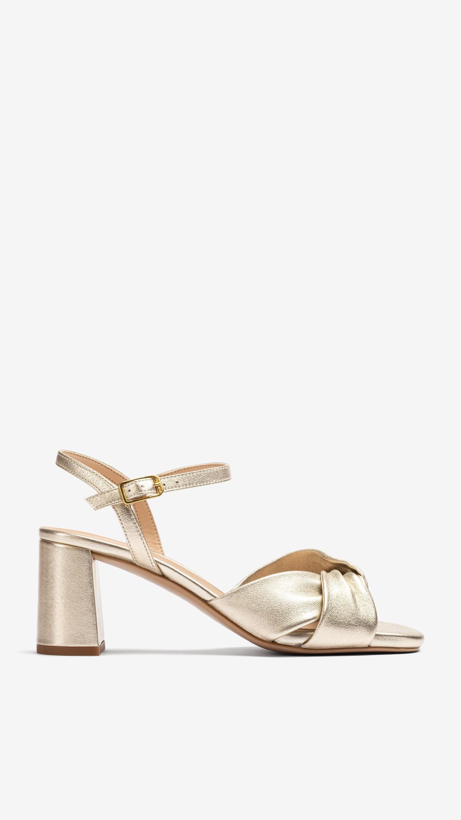 SANDALES A TALONS BOUTS CARRES DORES EN CUIR POUR FEMME UNISA MEDWAY PLATINO