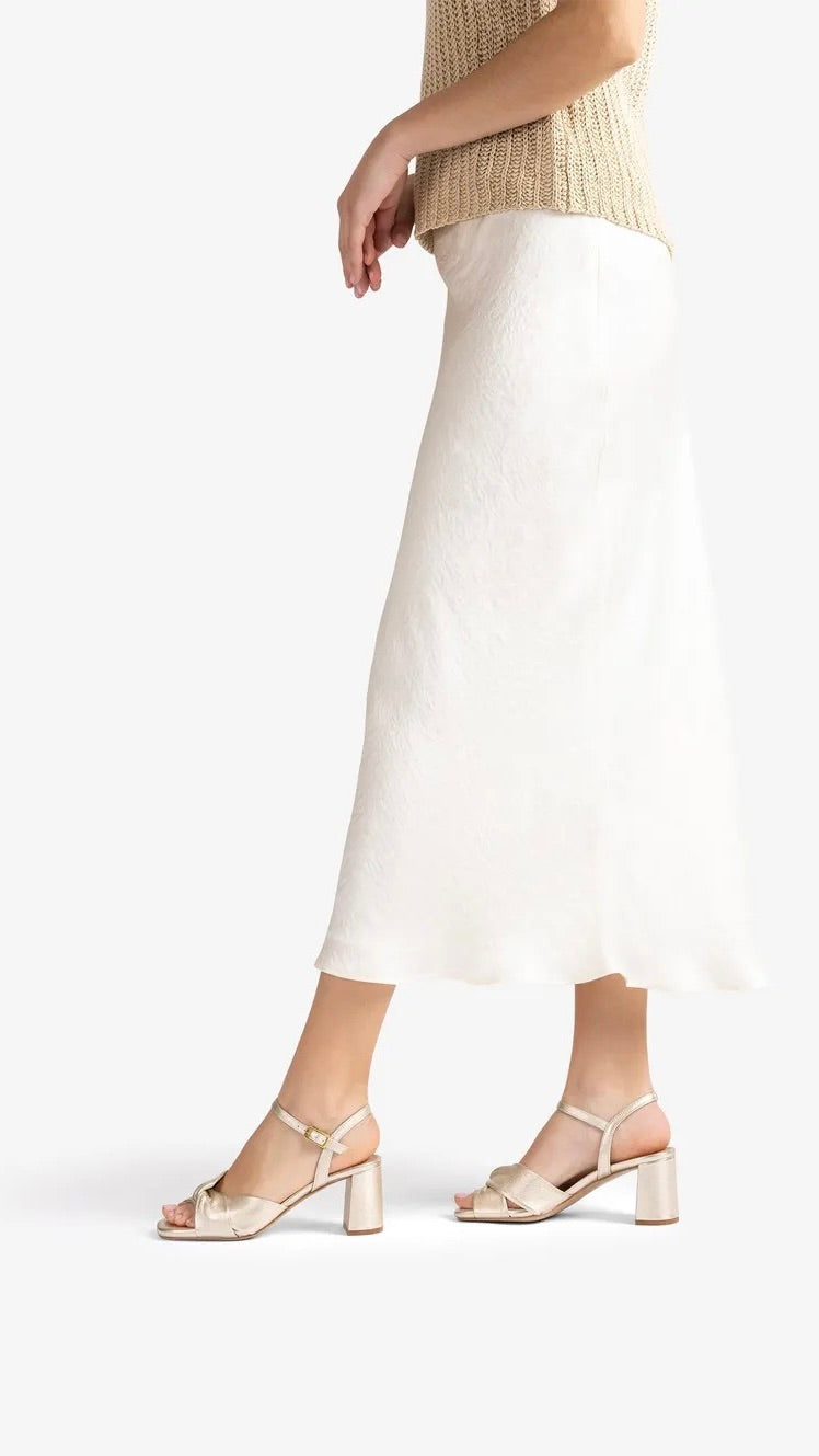 SANDALES A TALONS BOUTS CARRES DORES EN CUIR POUR FEMME UNISA MEDWAY PLATINO