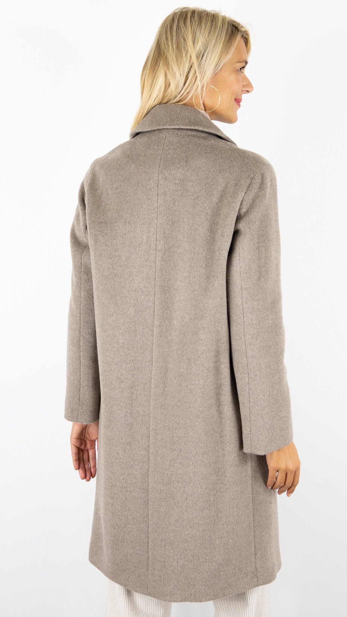 MANTEAU DROIT COL TAILLEUR EN ANGORA TAUPE GERARD DAREL MEGANE