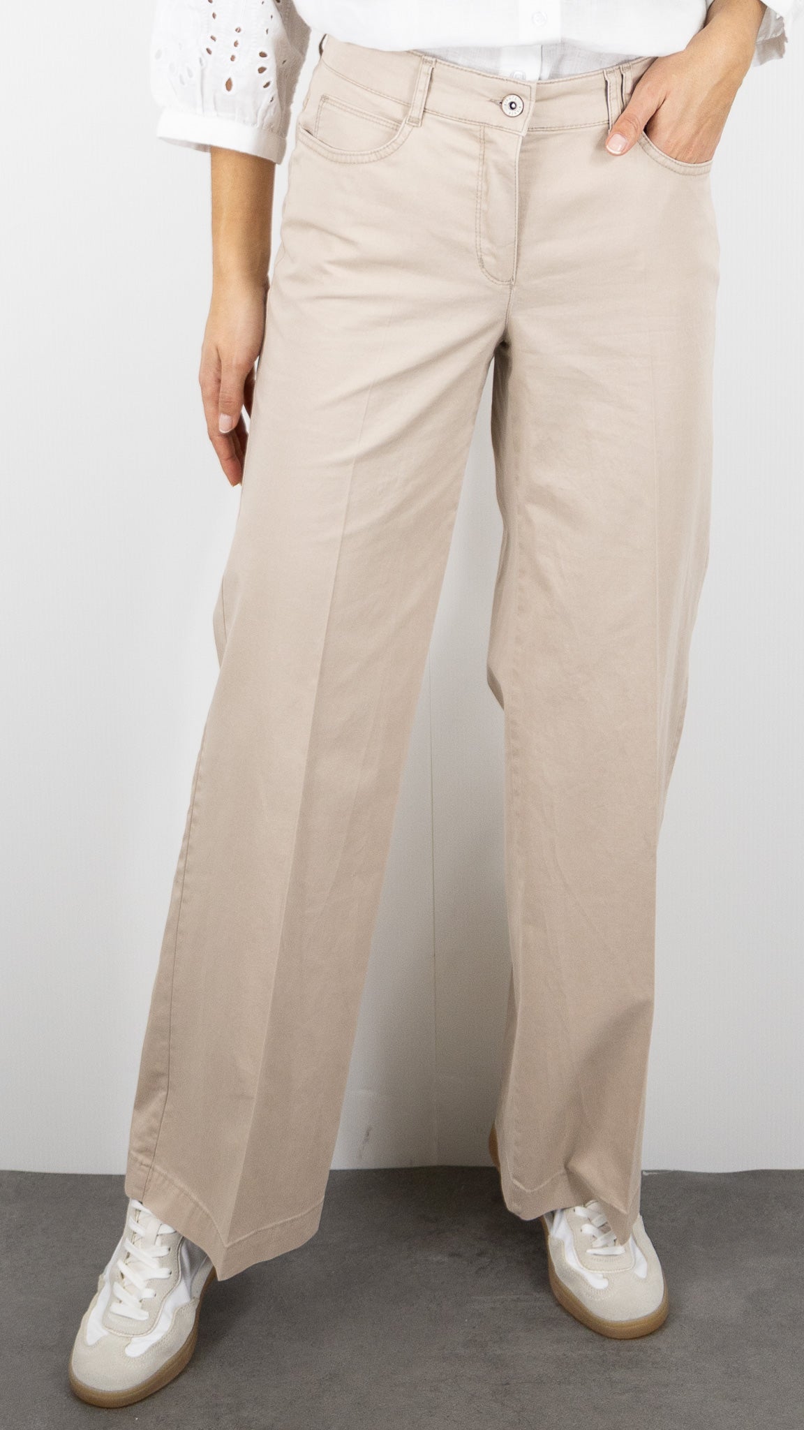 PANTALON LARGE EN COTON BEIGE POUR FEMME BIANCA MELBOURNE 70016