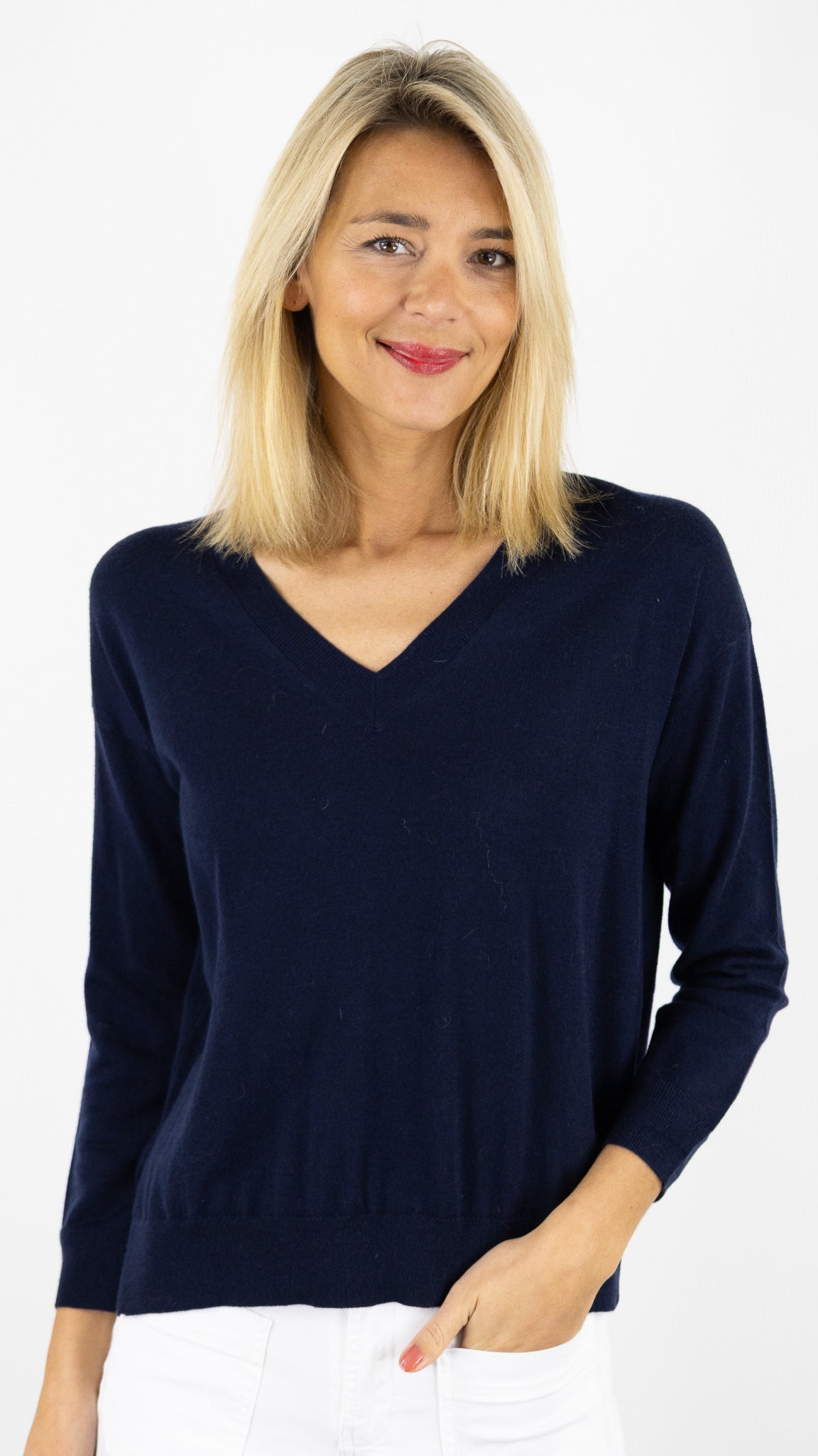 PULL V FIN  LA PETITE ETOILE MELYA#COLOR_25/MARINE