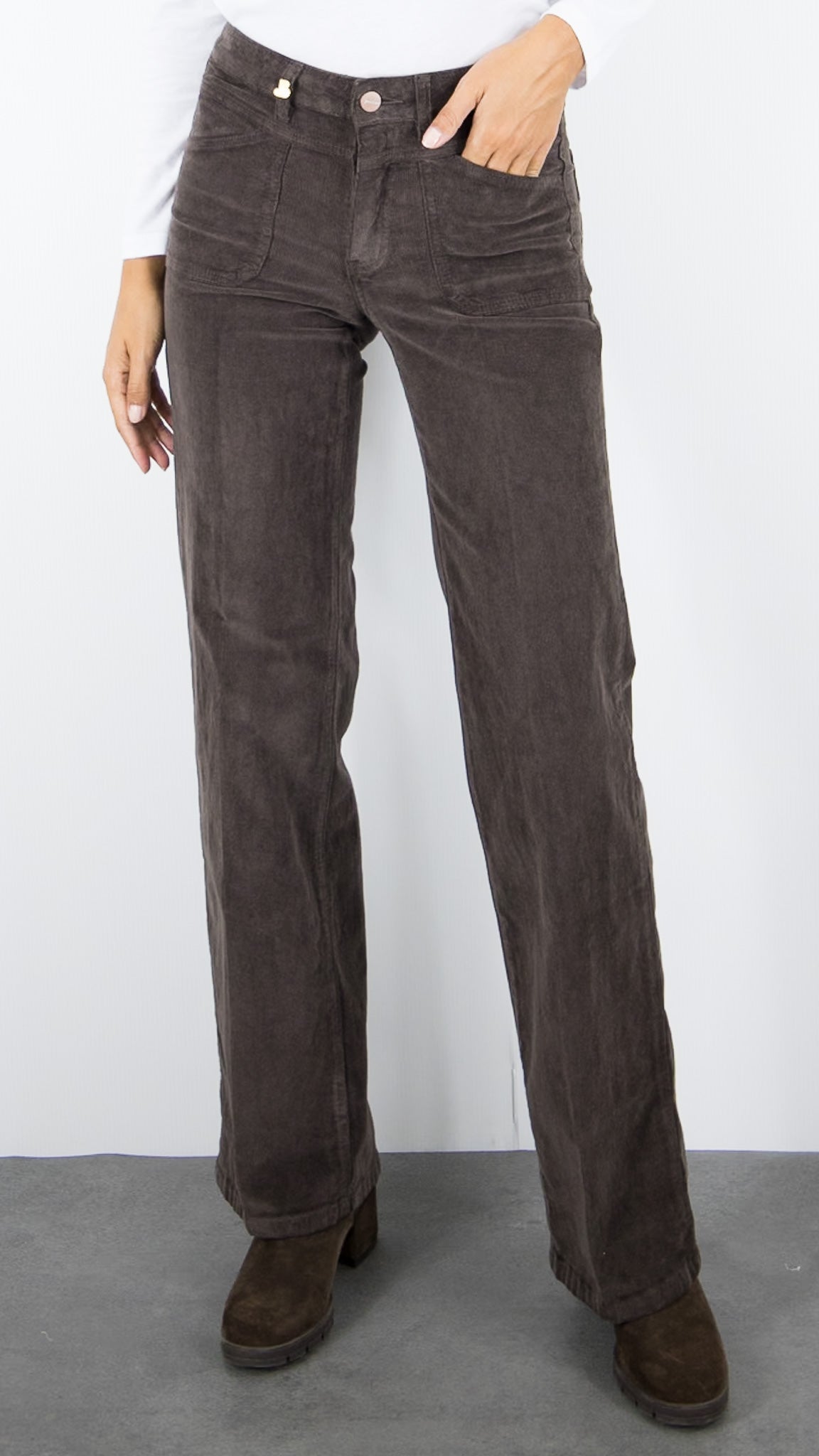 JEANS FLARE EN VELOURS MILLERAIES FEMME JANE BLUE MENILMONTANT TINY CORD#COLOR_CHOCO