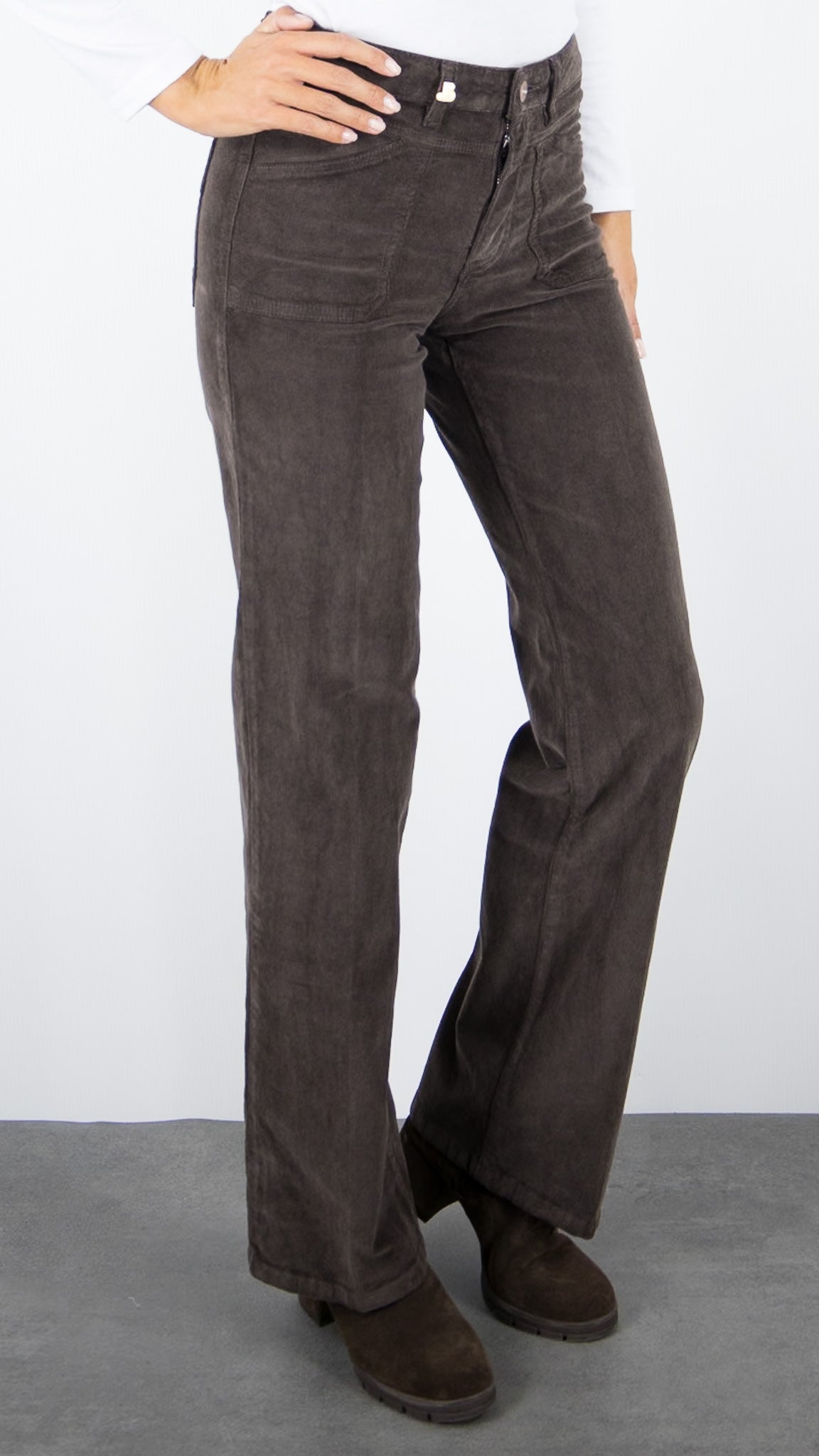JEANS FLARE EN VELOURS MILLERAIES FEMME JANE BLUE MENILMONTANT TINY CORD#COLOR_CHOCO