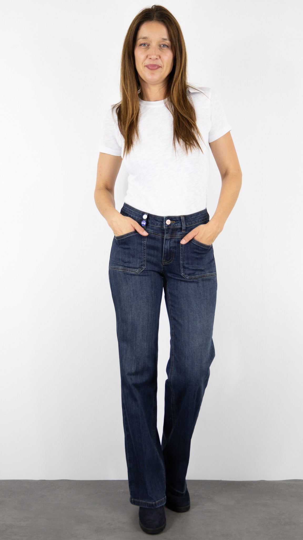 JEANS FLARE DOUBLE CEINTURE JANE BLUE MENILMONTANT ALABAMA BLEU MEXICO WASH