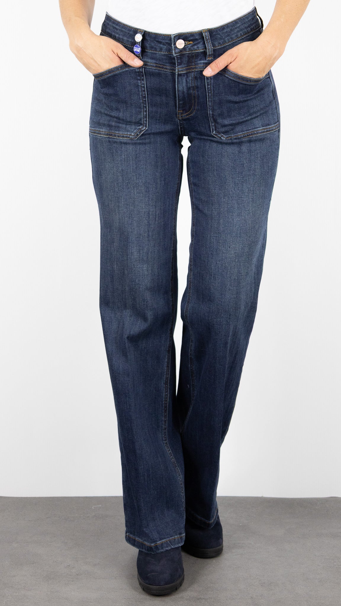 JEANS FLARE DOUBLE CEINTURE JANE BLUE MENILMONTANT ALABAMA BLEU MEXICO WASH