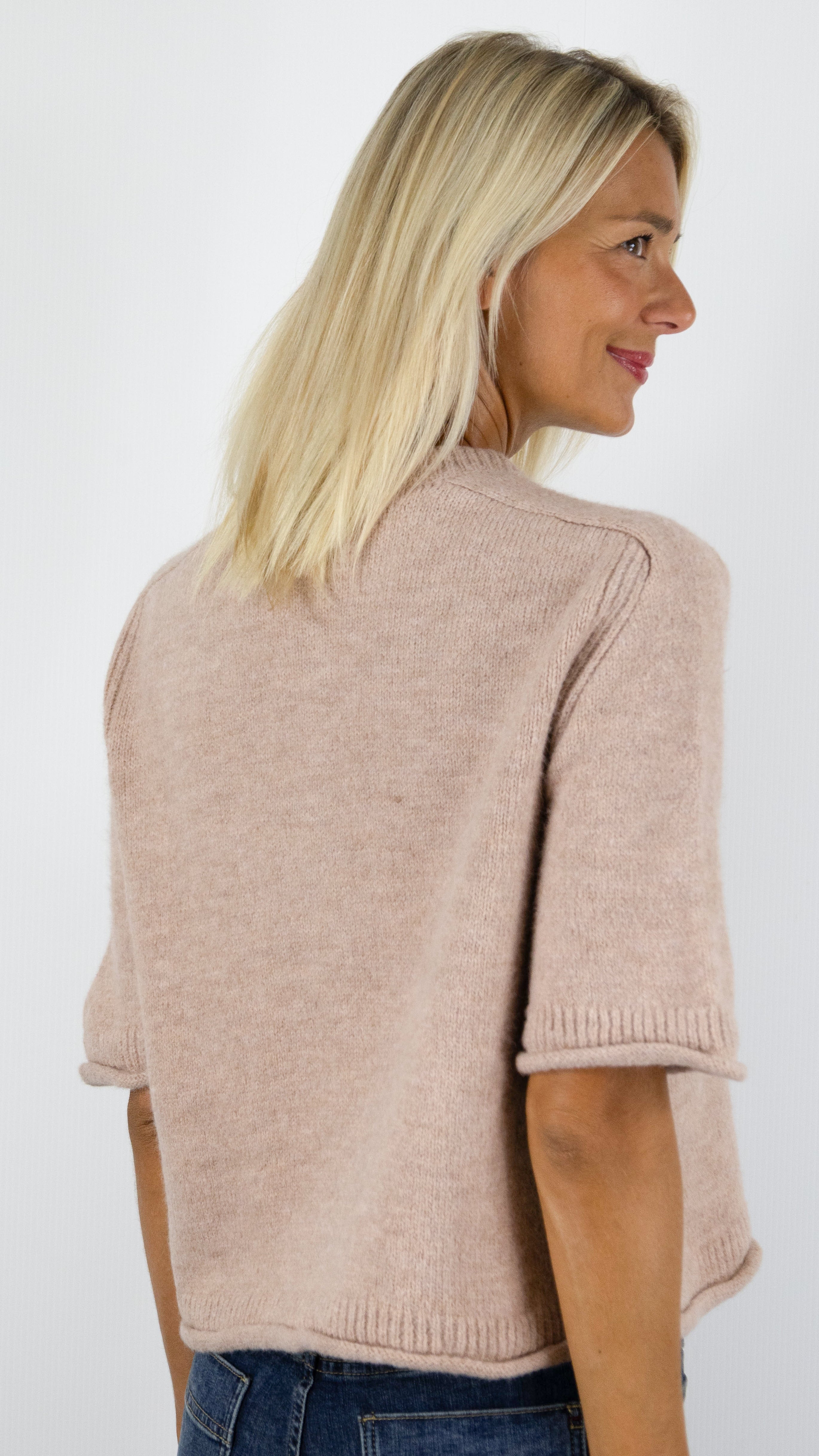 GILET COL MONTANT MANCHES COURTES POUR FEMME AN'GE LELYA#COLOR_NUDE