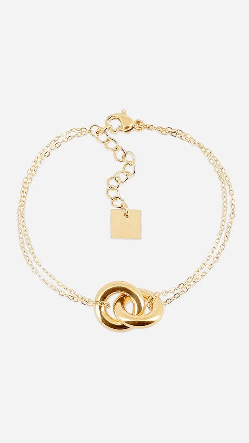 BRACELET 2 ANNEAUX L'UN A L4AUTRE DORE  ZAG MENTI 