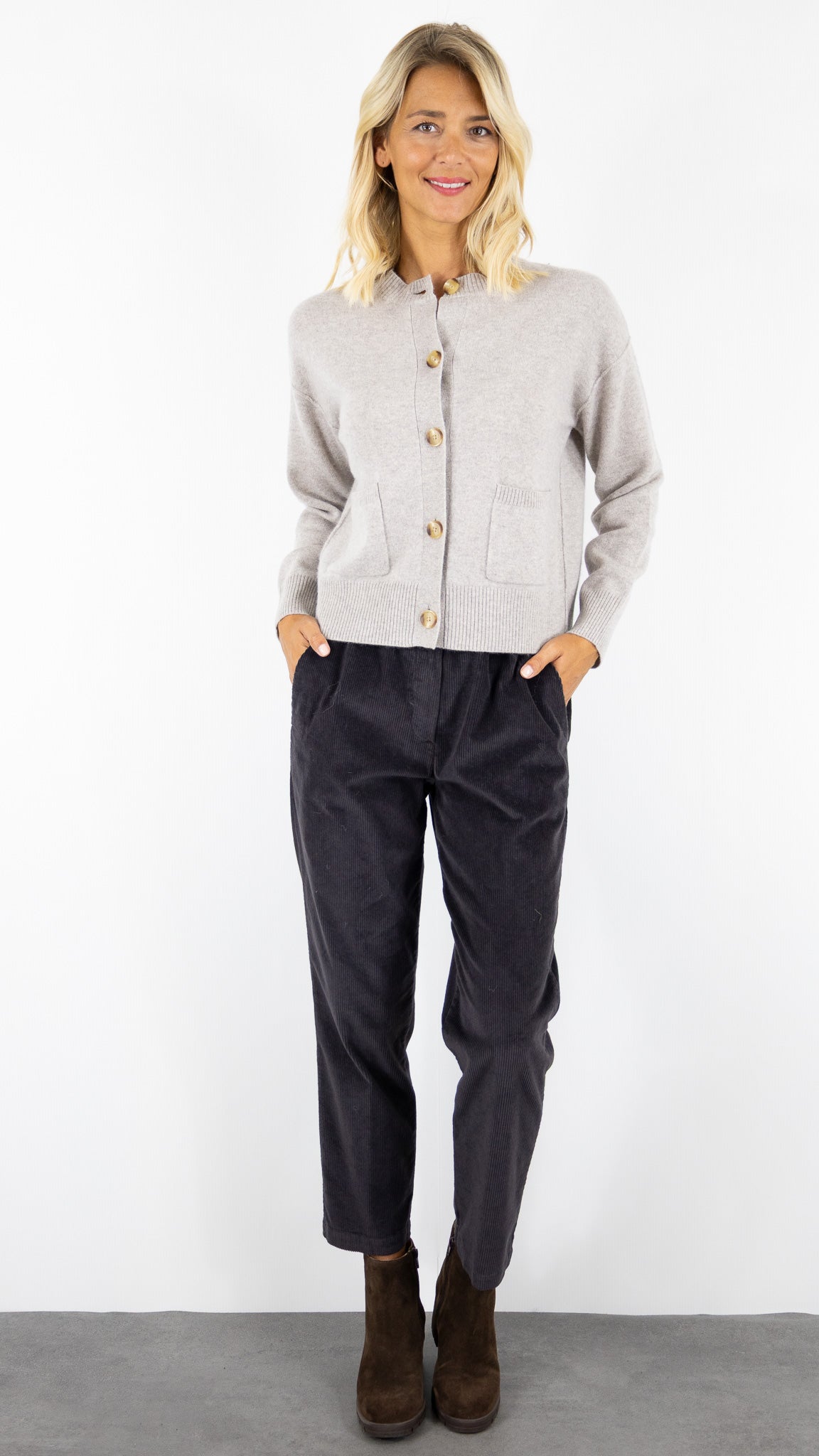 CARDIGAN EN LAINE FEMME NATUREL GREIGE HARTFORD METISSE
