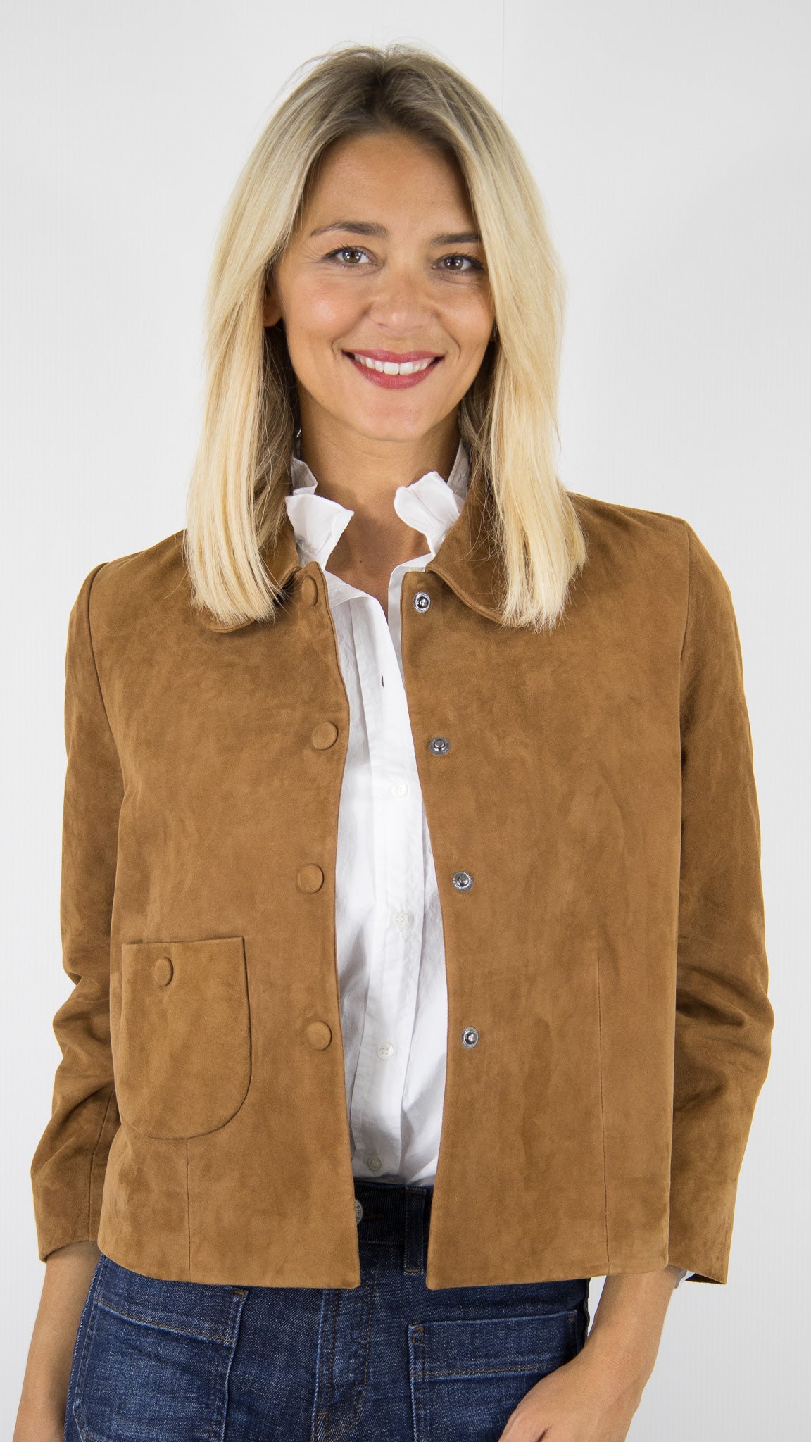 VESTE COL POLO EN DAIM KAKI BA&SH MILAS#COLOR_CAMEL