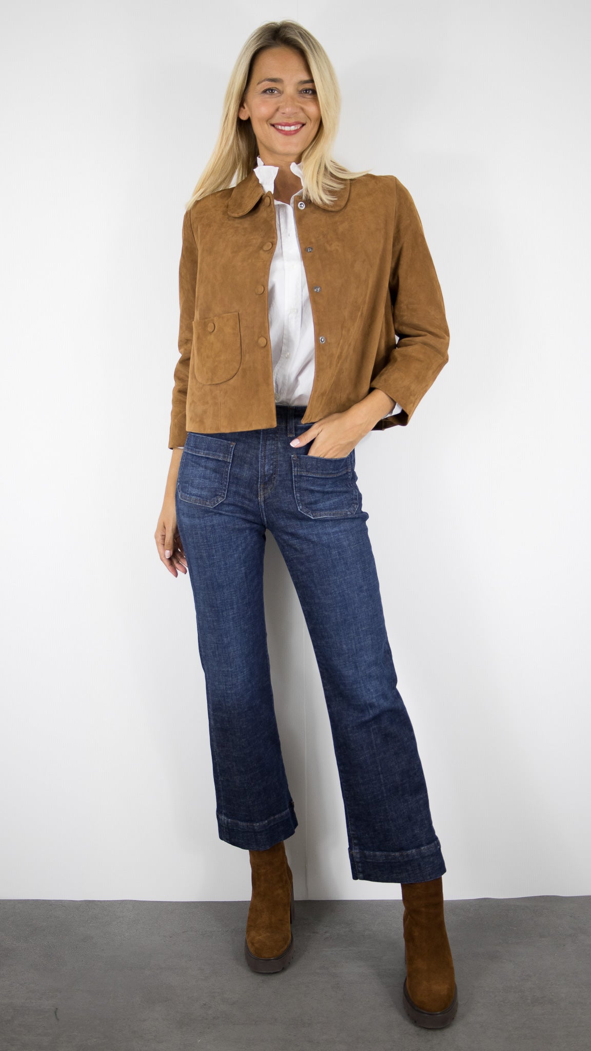 VESTE COL POLO EN DAIM KAKI BA&SH MILAS#COLOR_CAMEL