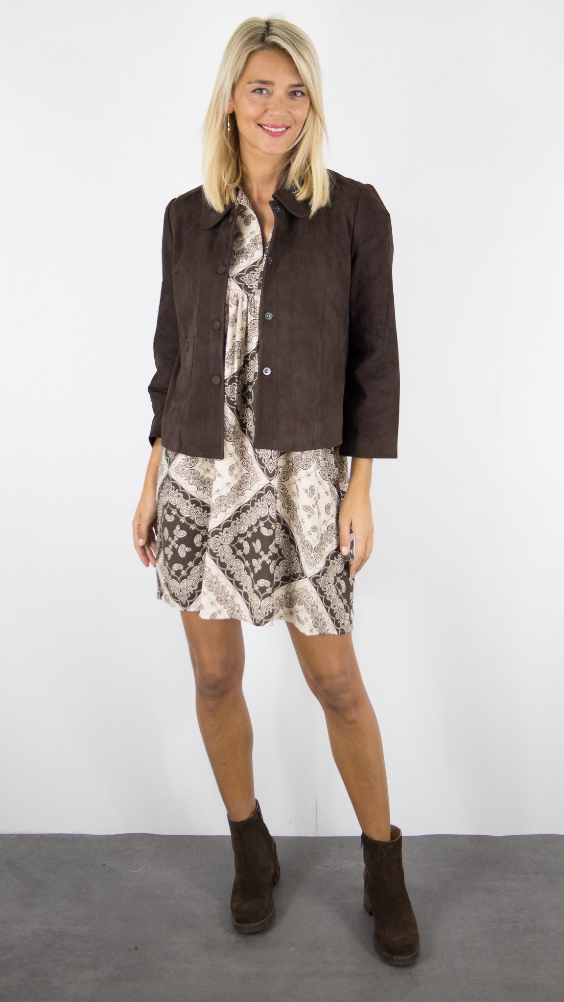 VESTE COL POLO EN DAIM KAKI BA&SH MILAS#COLOR_CHOCO