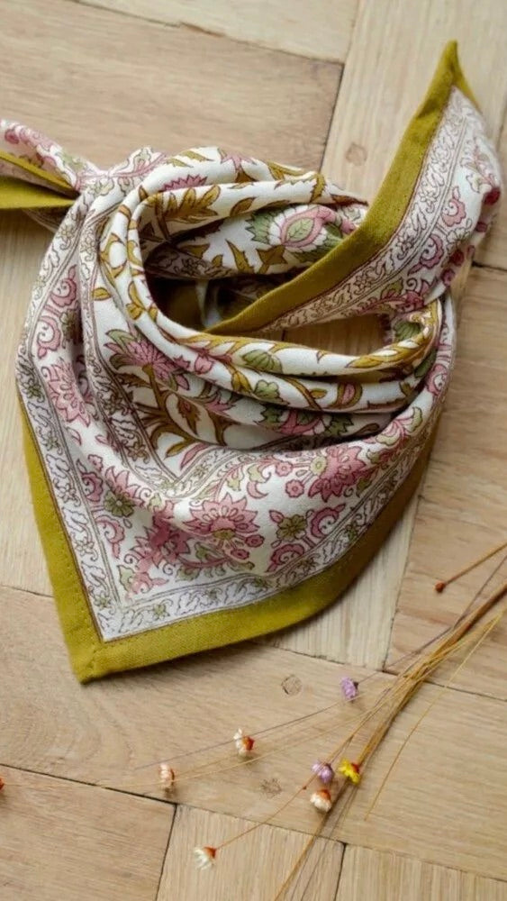 FOULARD IMPRIME FLEURI 100% COTON BELLEMME MINA PETIT FORMAT#COLOR_JASPE