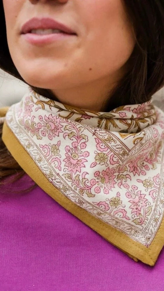 FOULARD IMPRIME FLEURI 100% COTON BELLEMME MINA PETIT FORMAT#COLOR_JASPE