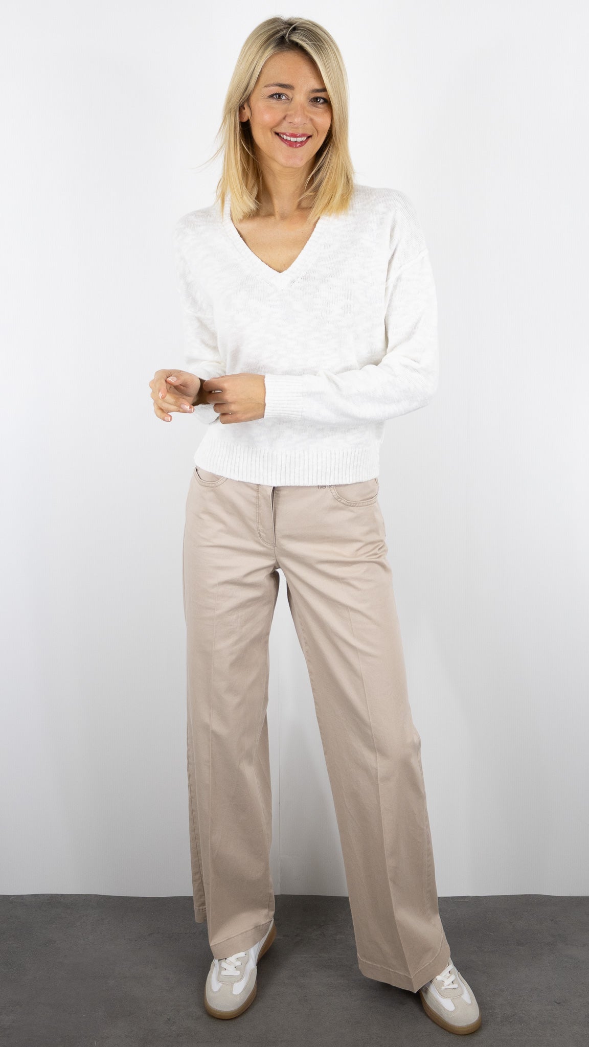 PULL BOUCLETTE COL V FEMME HARTFORD MIRISA#COLOR_01/ECRU