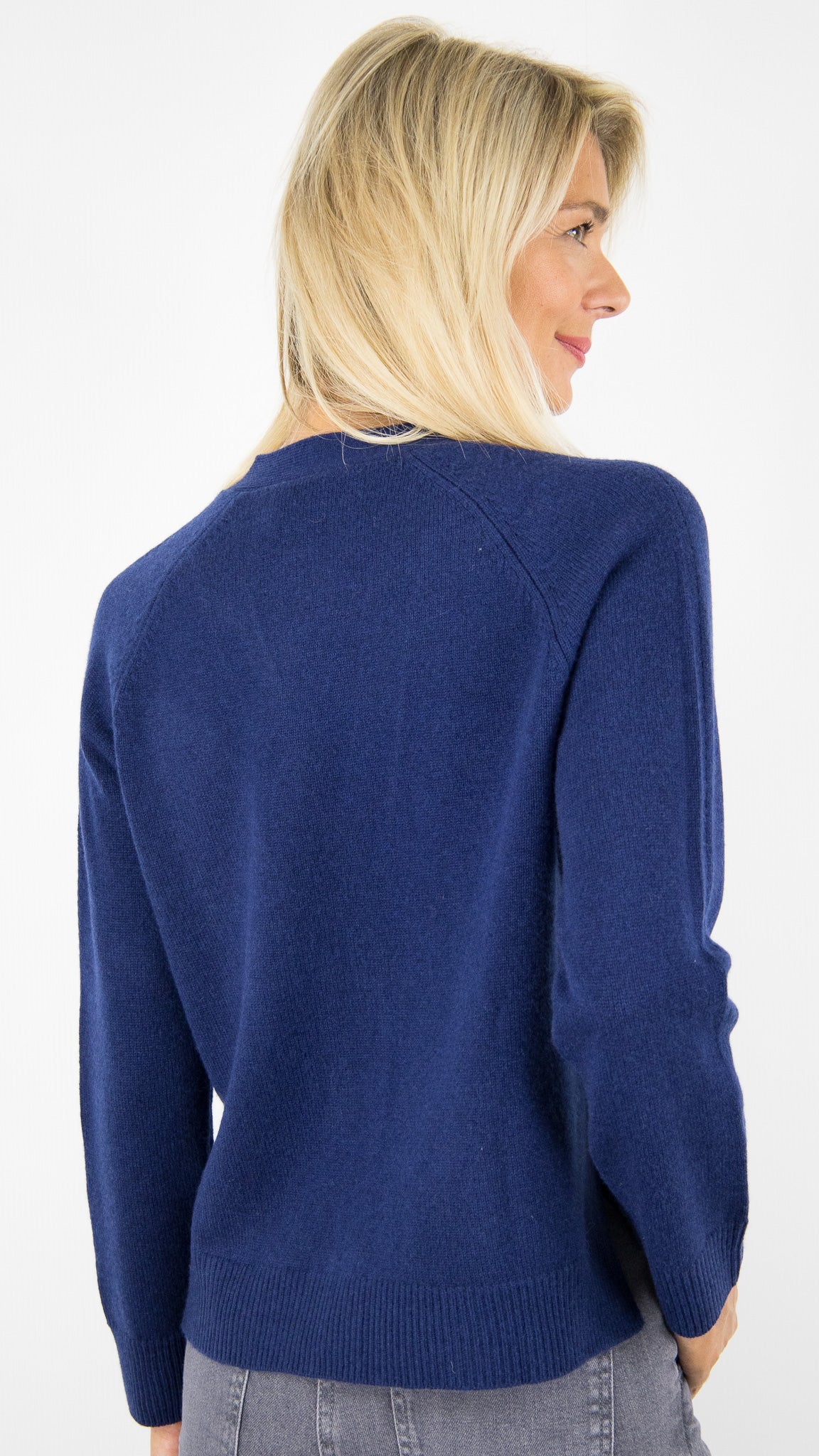 GILET V EN LAINE POUR FEMME MAUD ET SACHA MJF041W #COLOR_21045/NUIT MARINE