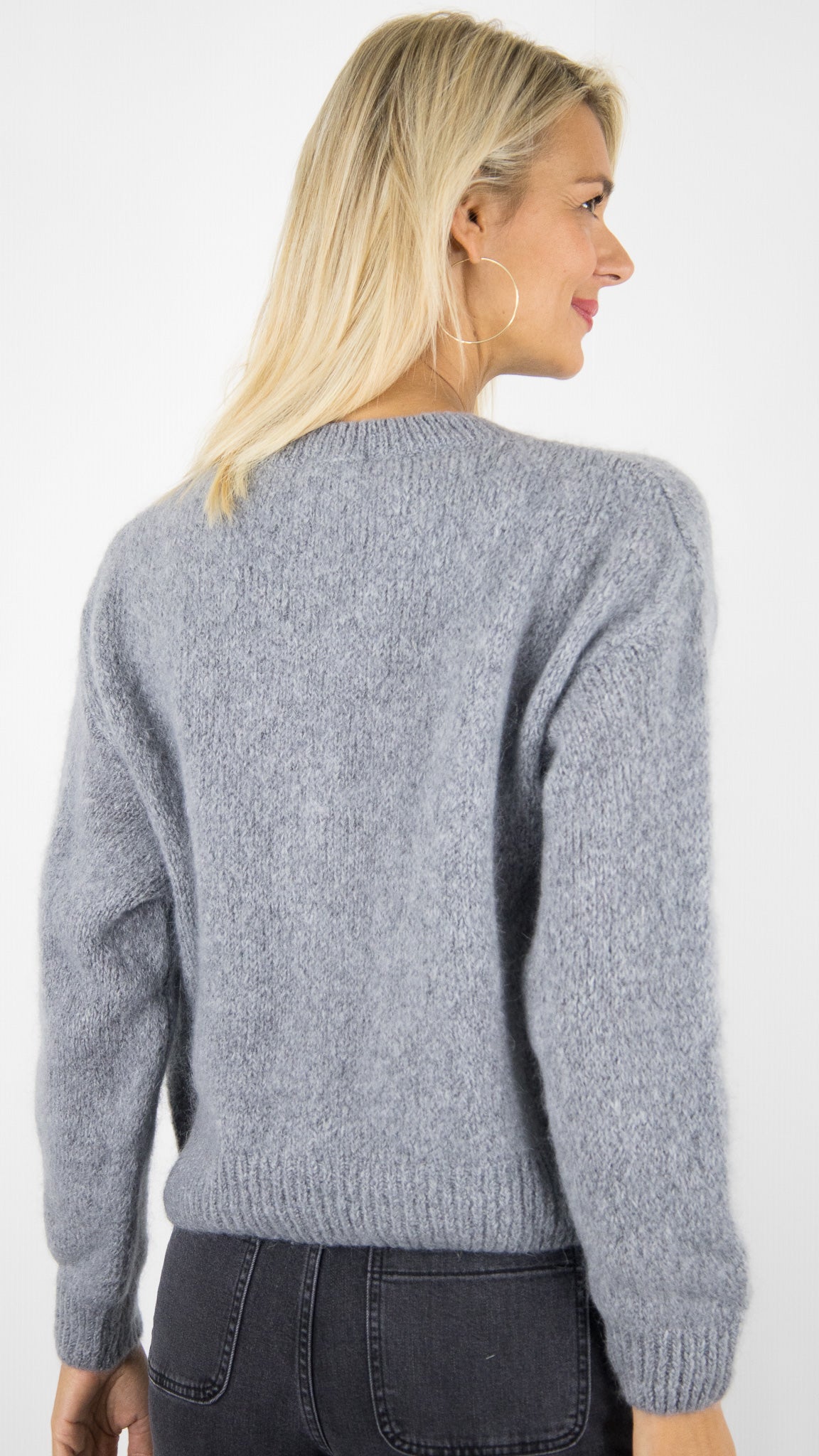 GILET ZIPPE EN MOHAIR POUR FEMME  NAIS MN11005S#COLOR_GRIS