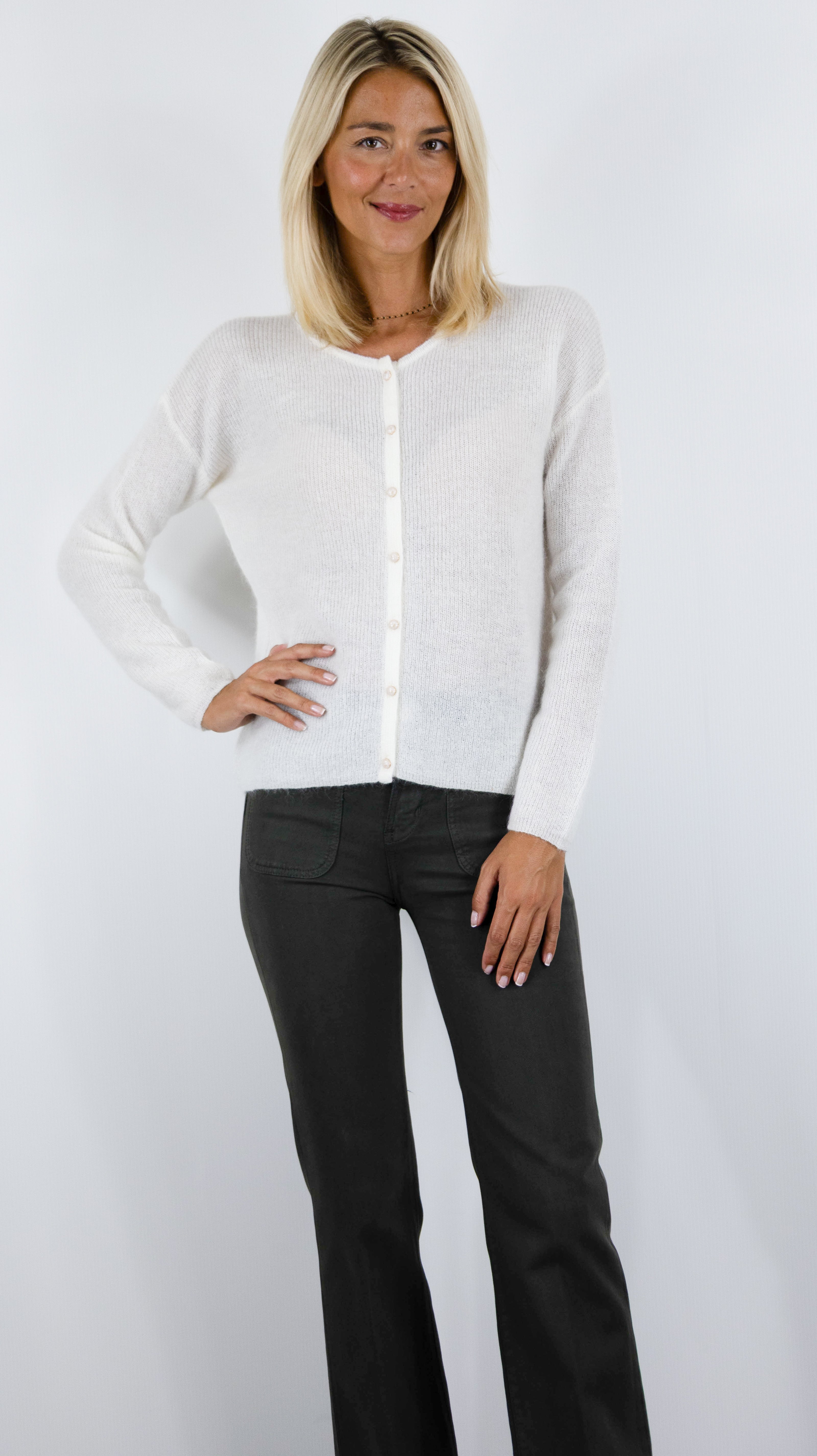 CARDIGAN EN KID MOHAIR POUR FEMME NAIS MN2026#COLOR_ECRU