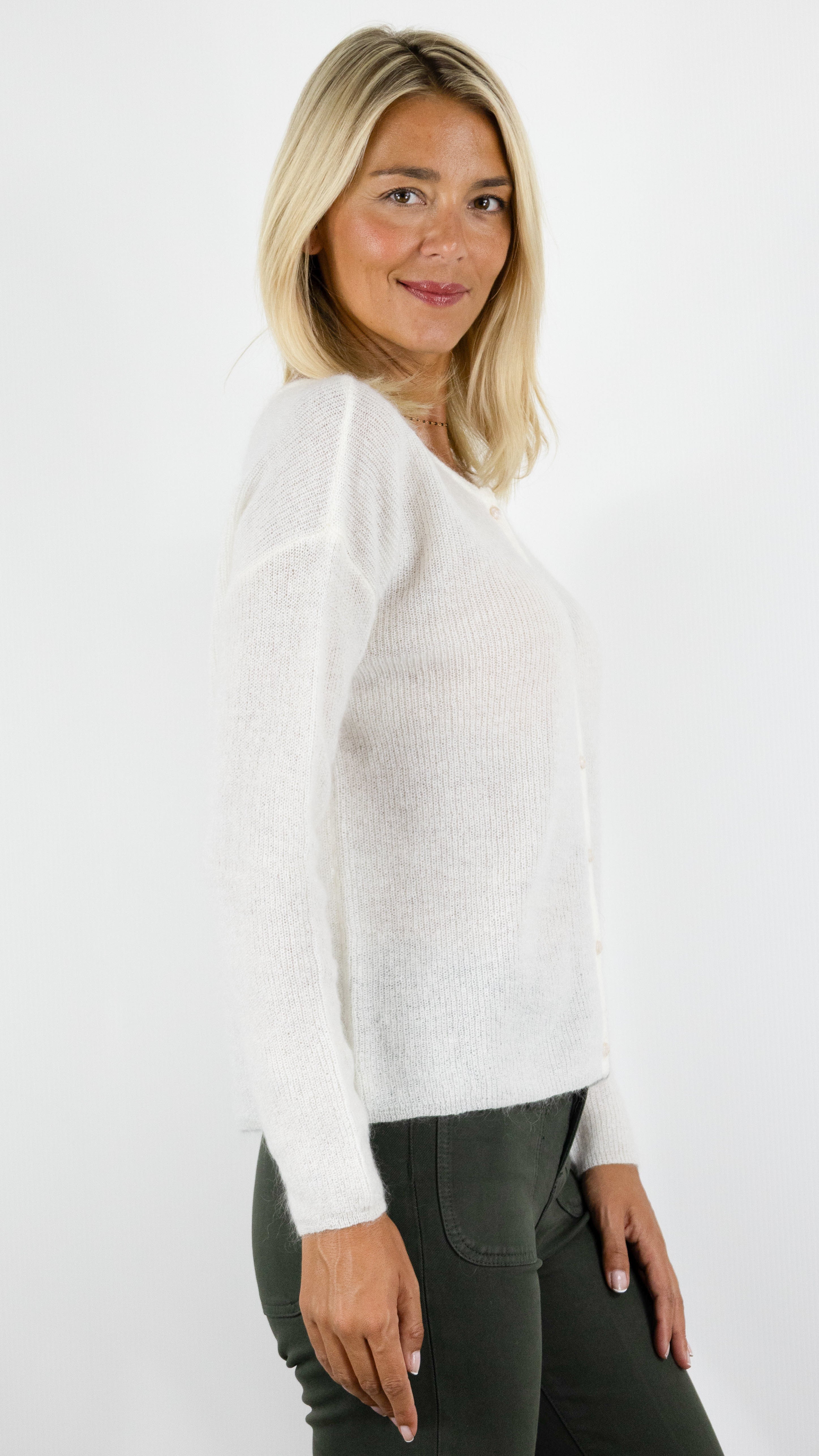 CARDIGAN EN KID MOHAIR POUR FEMME NAIS MN2026#COLOR_ECRU