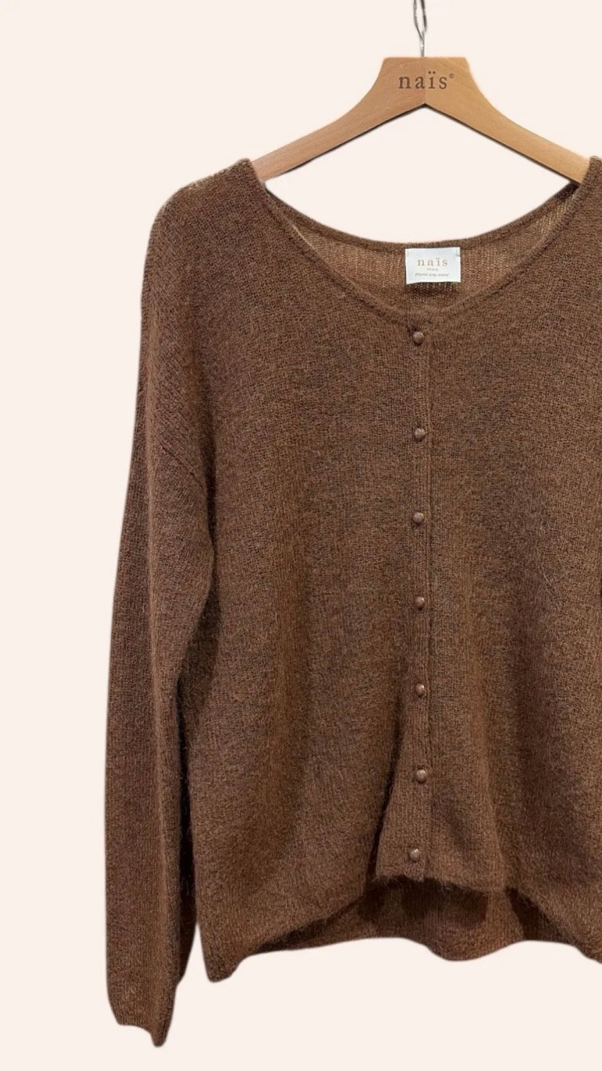 CARDIGAN EN KID MOHAIR POUR FEMME NAIS MN2026#COLOR_CHOCO