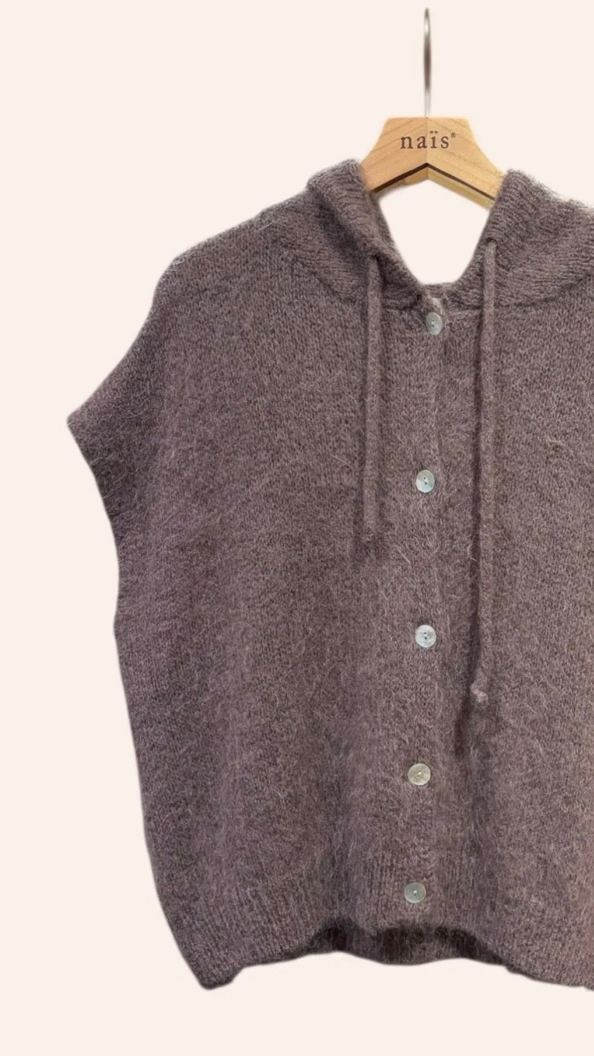 GILET SANS MANCHES A CAPUCHE POUR FEMME MN7743 NAIS#COLOR_TAUPE