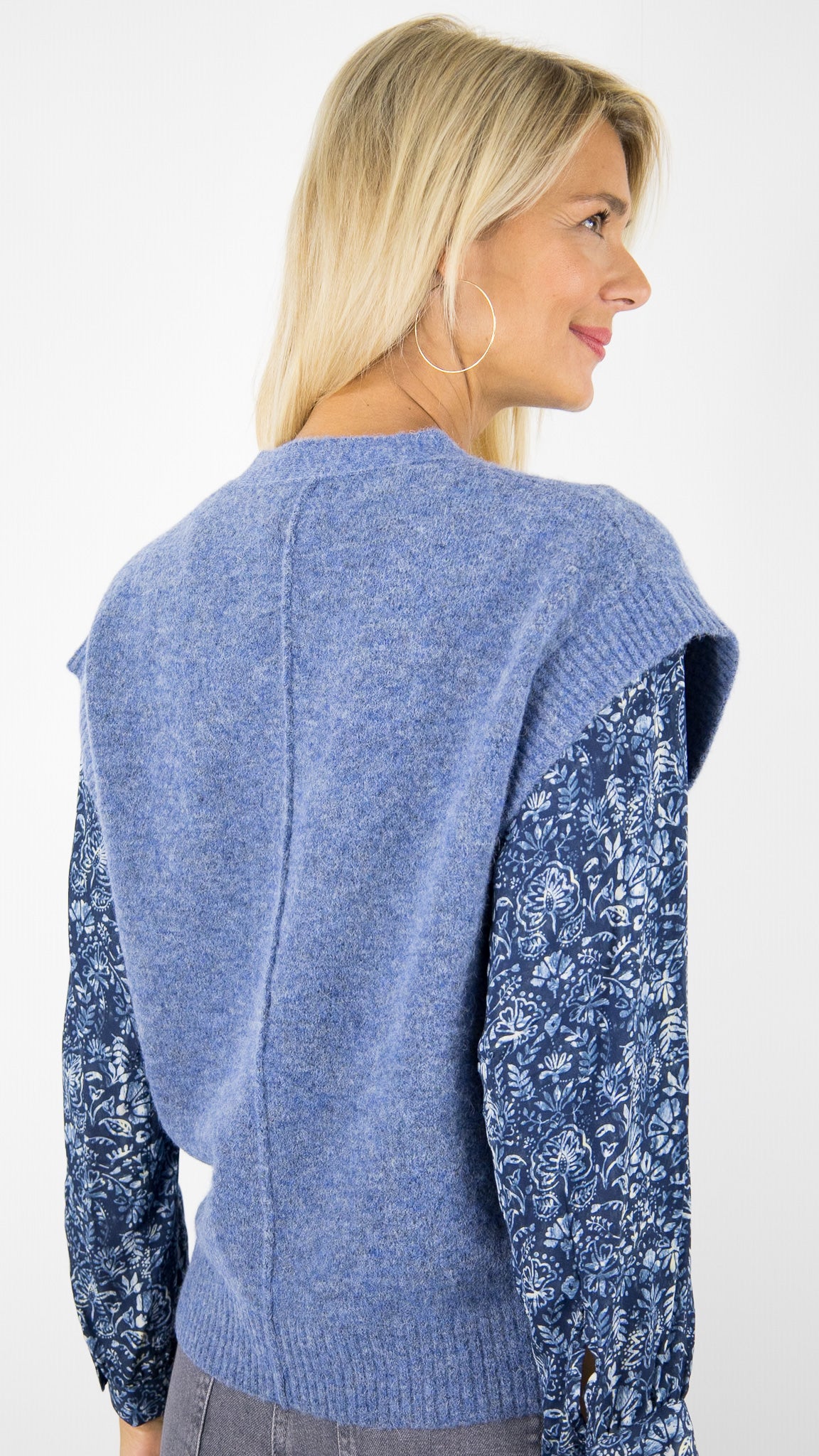 GILET V SANS MANCHES MAILLE CHINEE DENIM FEMME  HARTFORD MOLKY