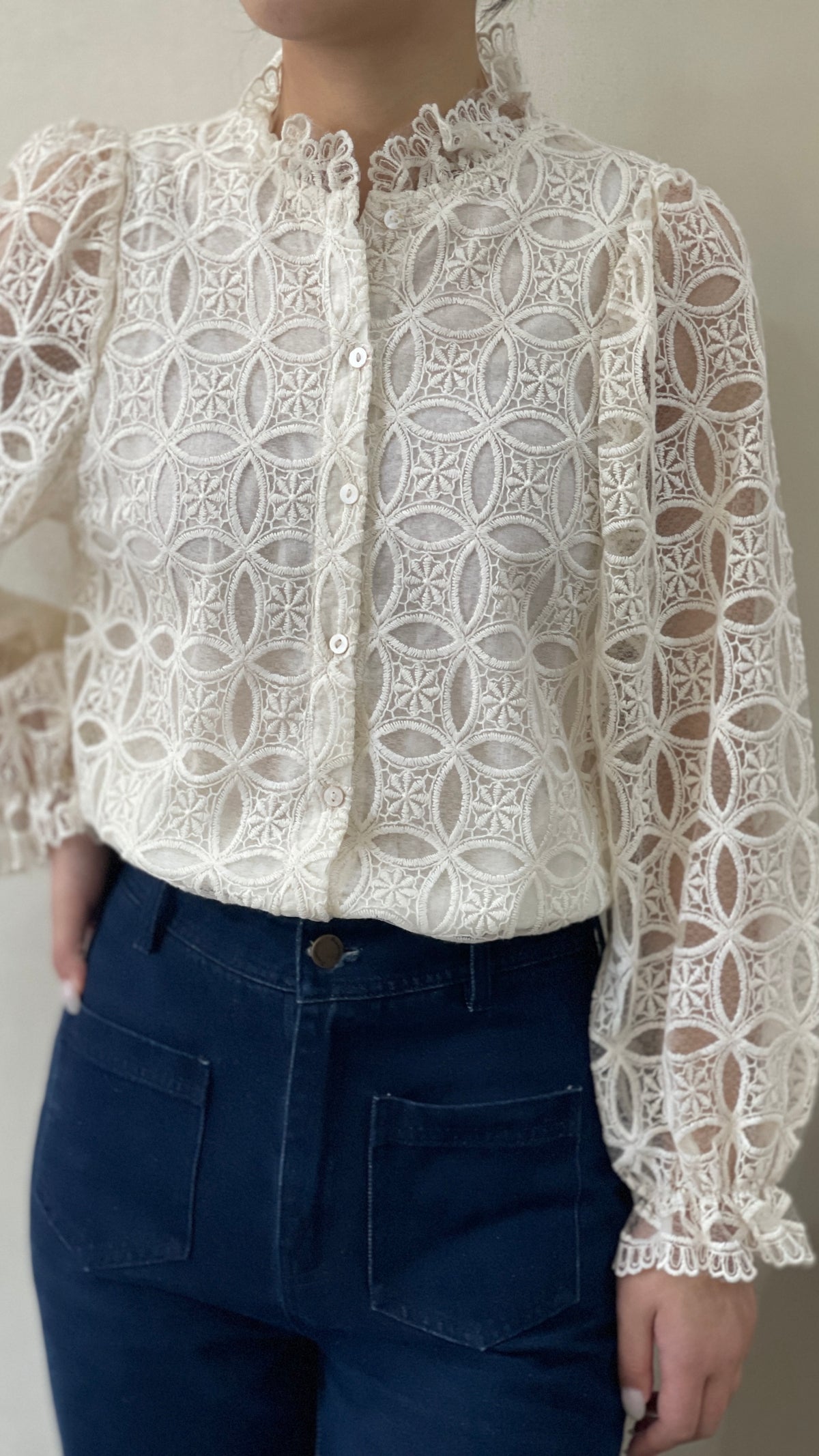 CHEMISE BRODEE ECRUE POUR FEMME  IT HIPPIE K905-355 