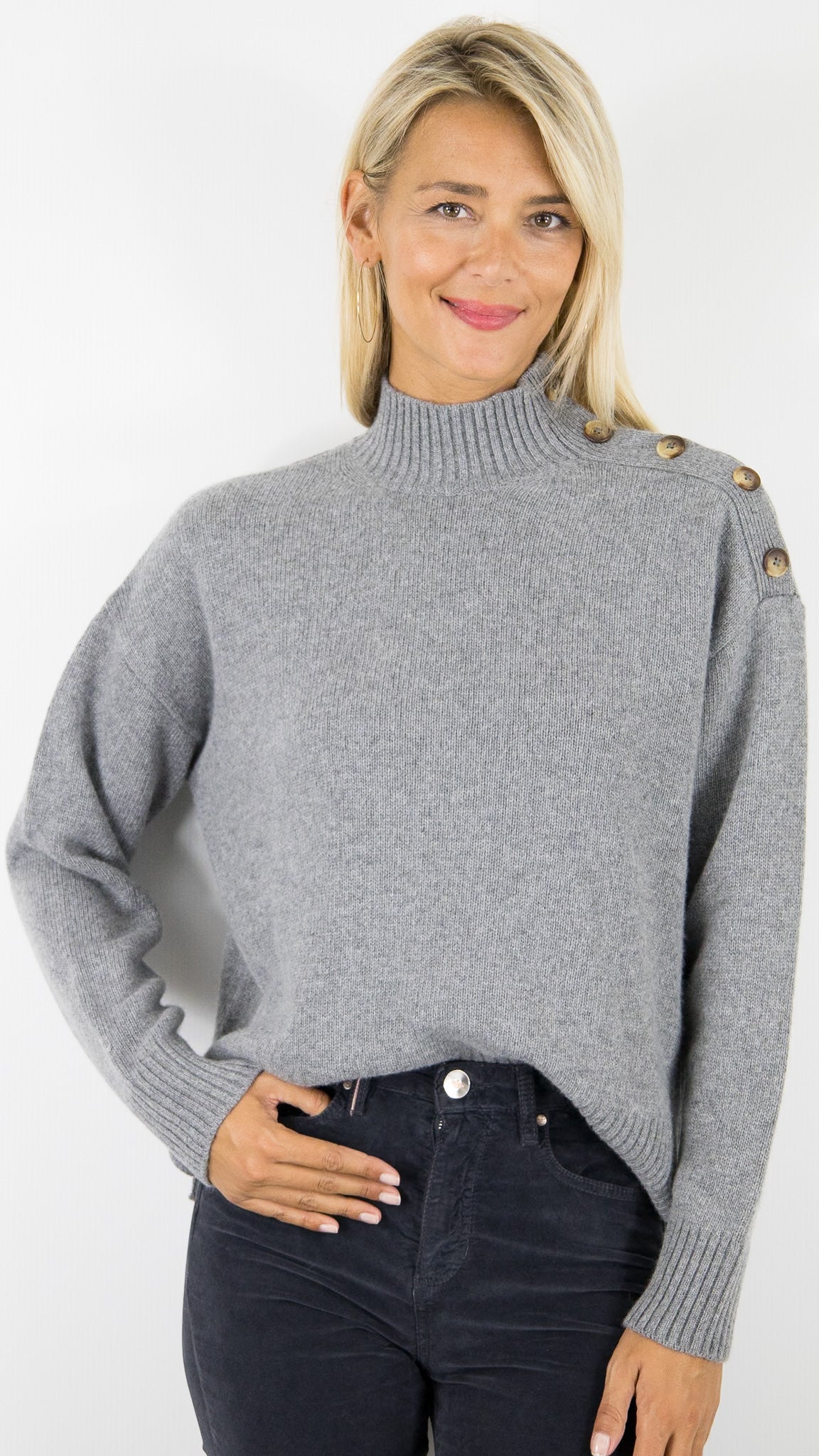 PULL EPAIS EN LAINE COL MONTANT POUR FEMME HARTFORD MYSTIC#COLOR_03/GREY