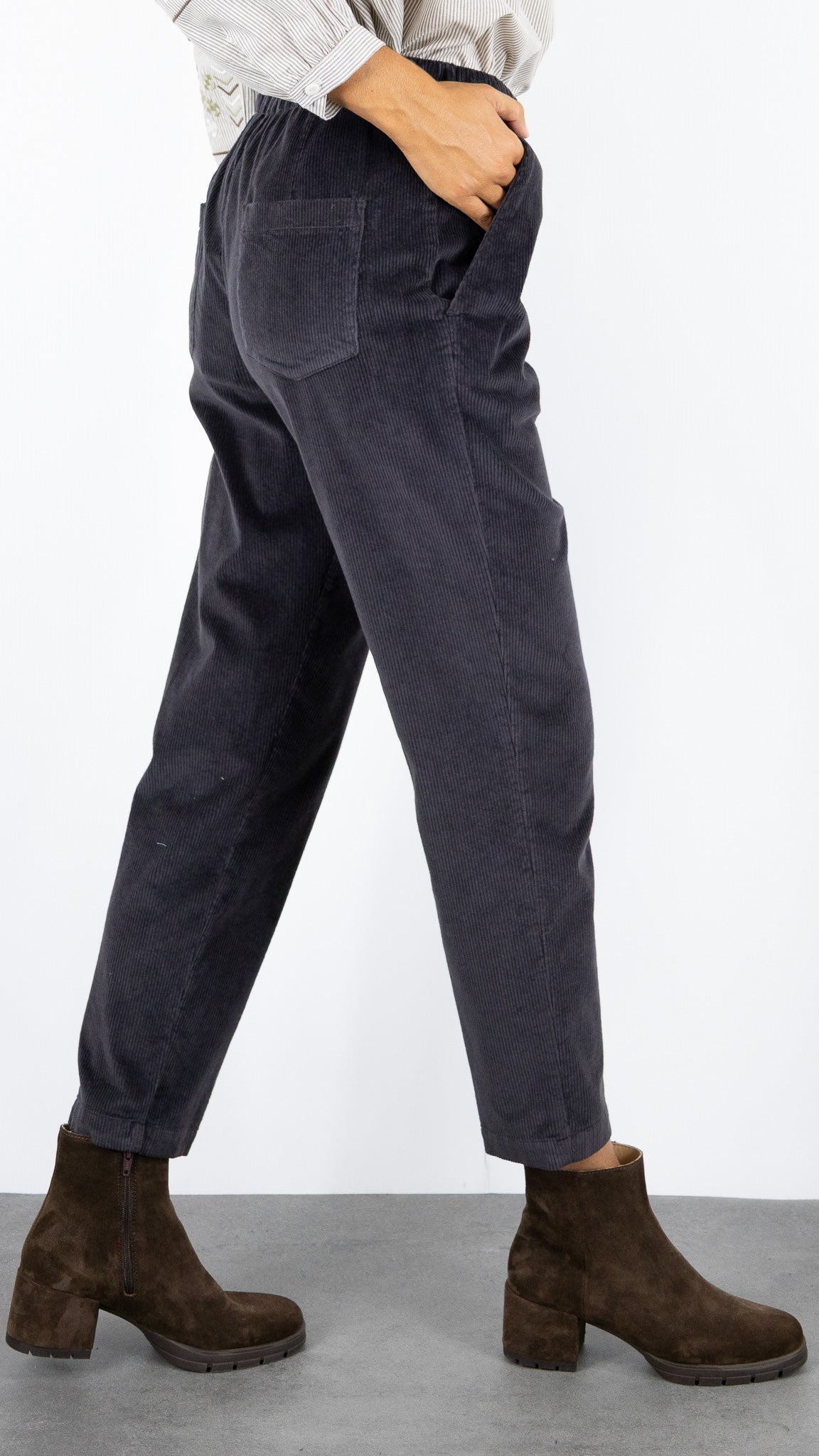PANTALON EN VELOURS TAILLE ELASTIQUE ROSSO 35 N1610PC/2769#COLOR_749/CHOCOLAT