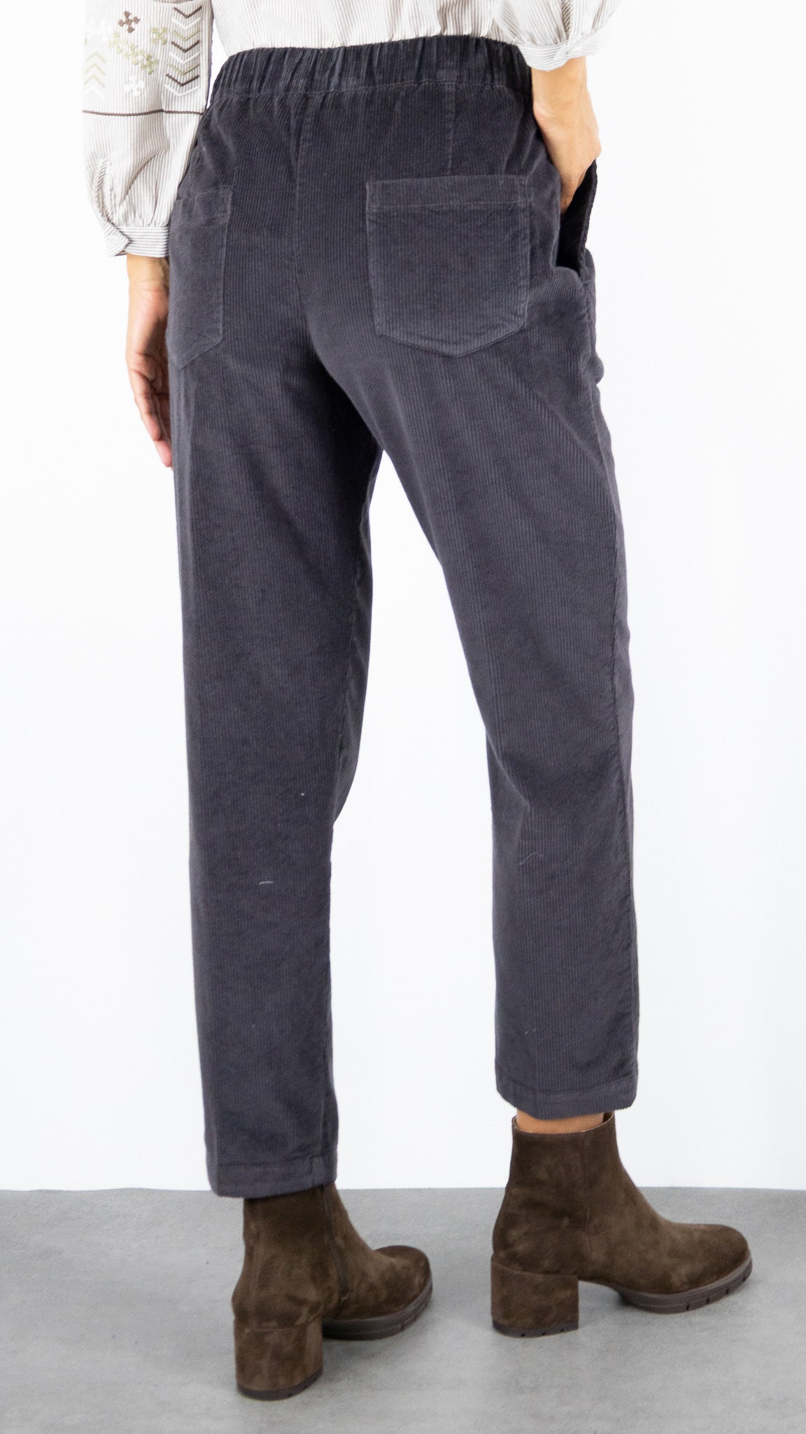 PANTALON EN VELOURS TAILLE ELASTIQUE ROSSO 35 N1610PC/2769#COLOR_749/CHOCOLAT