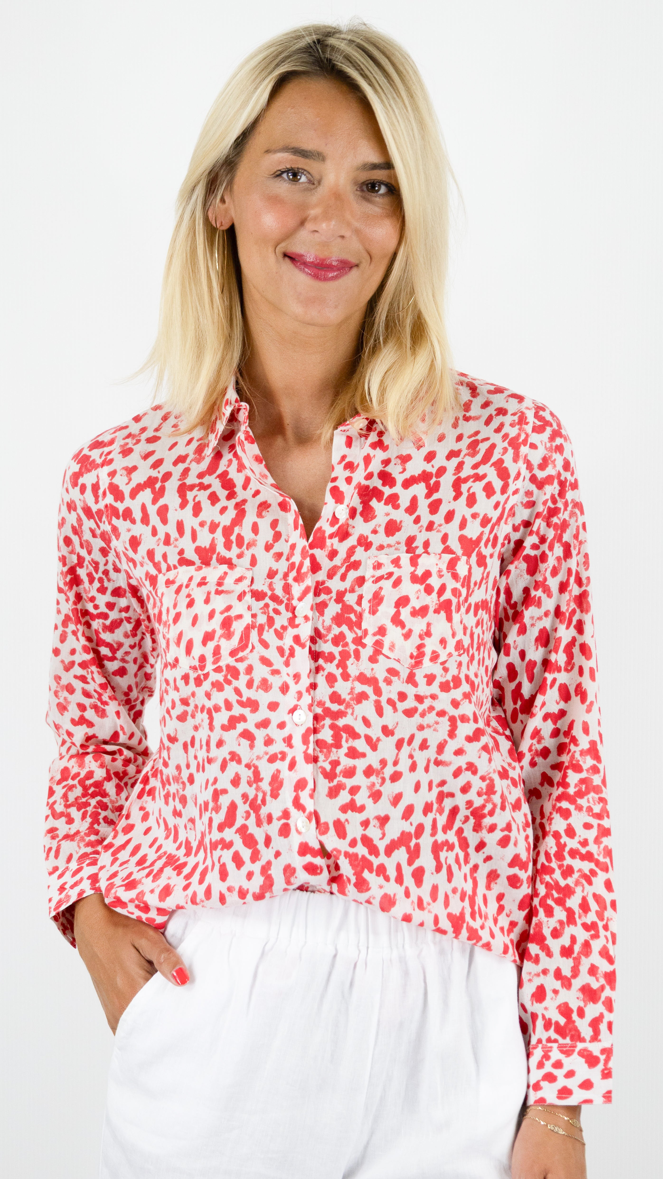 CHEMISE EN COTON IMPRIMEE TERRE ROUGE KIPRO#COLOR_6E06/PLUMETIS CORAIL