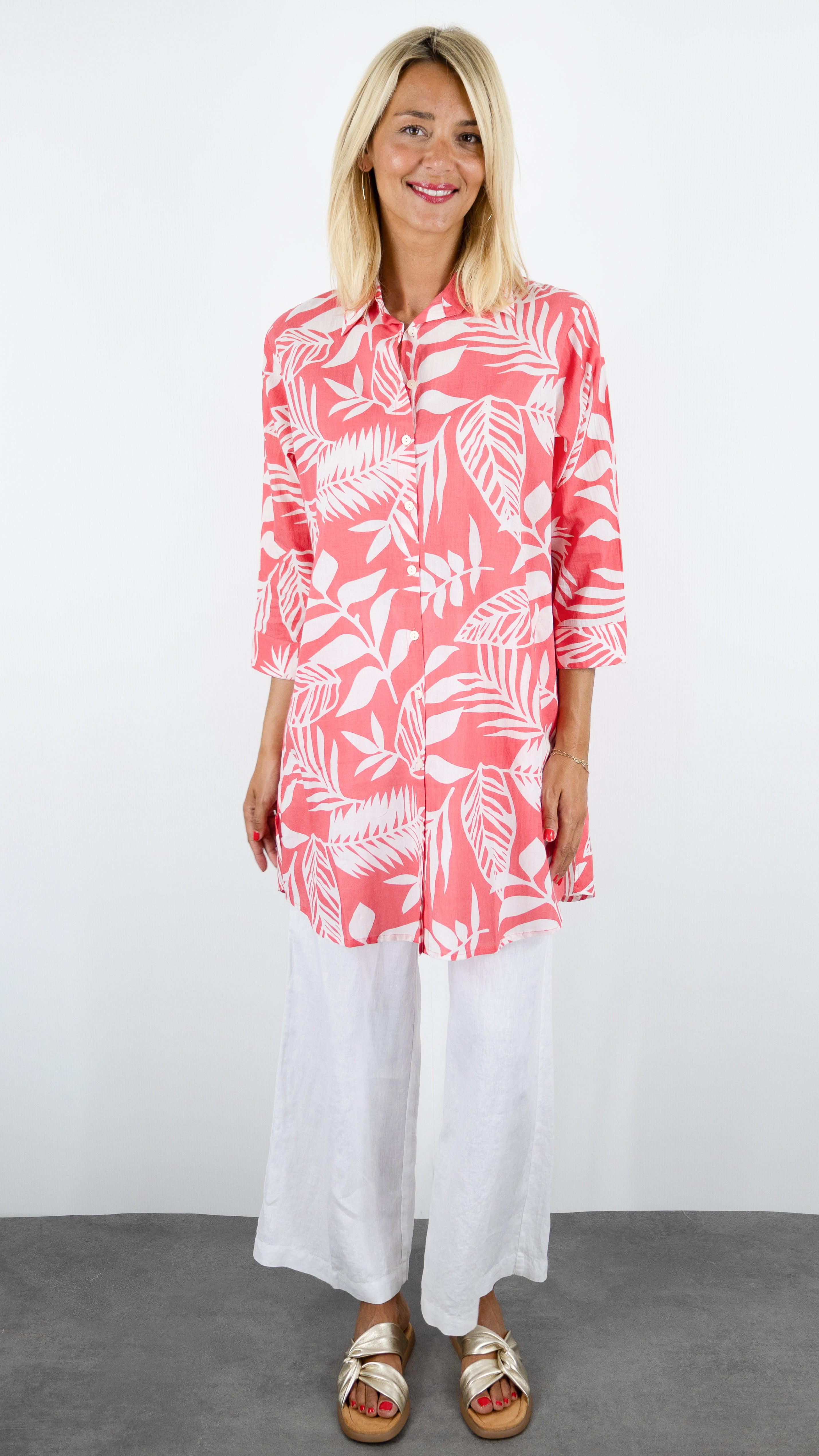 ROBE TUNIQUE IMPRIMEE EN COTON TERRE ROUGE LA2524#COLOR_6J06/ROUGE