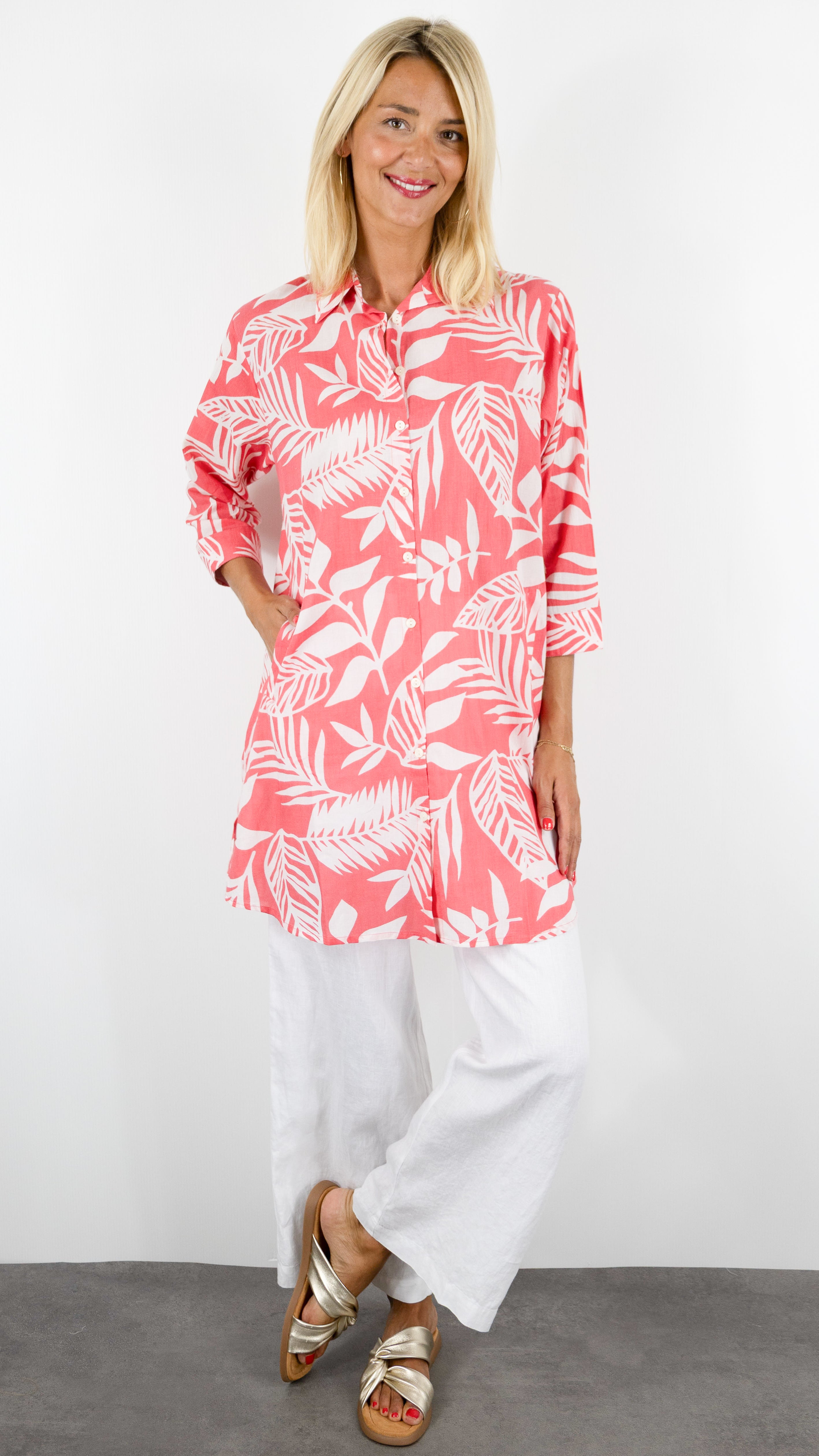 ROBE TUNIQUE IMPRIMEE EN COTON TERRE ROUGE LA2524#COLOR_6J06/ROUGE