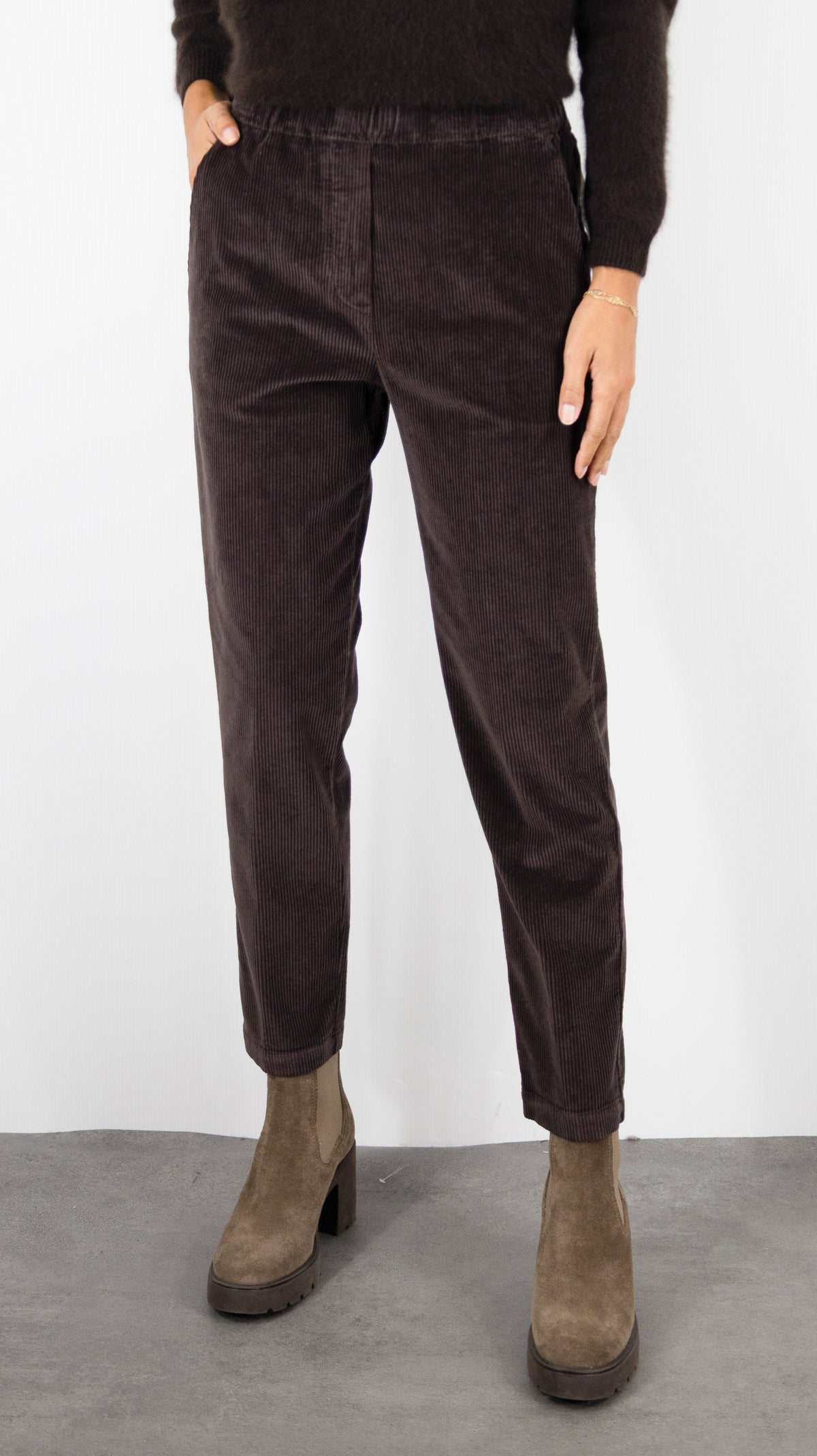 PANTALON EN VELOURS COTELE POUR FEMME ROSSO 35 N1971P#COLOR_748/CHOCO