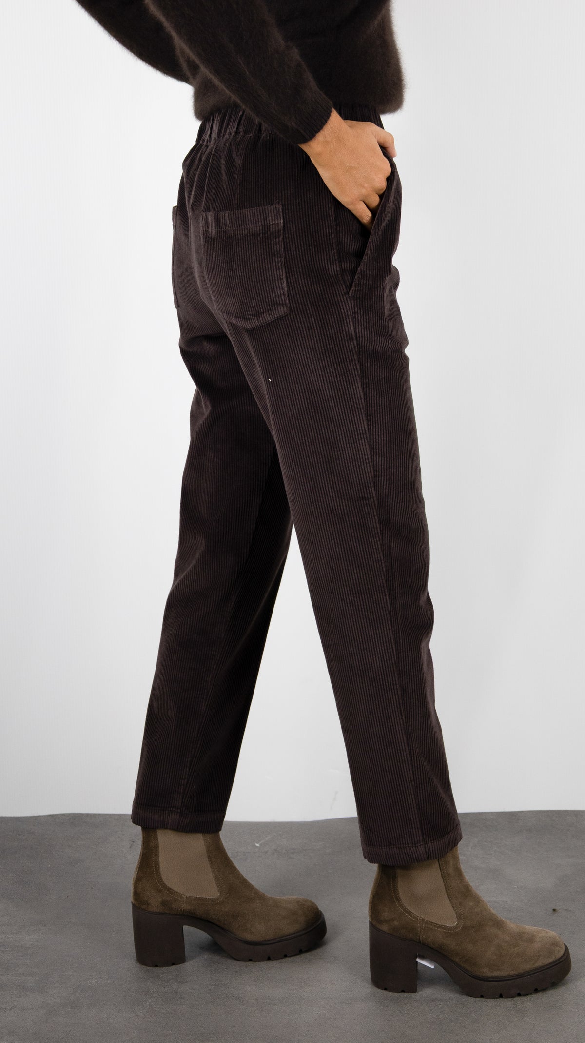 PANTALON EN VELOURS COTELE POUR FEMME ROSSO 35 N1971P#COLOR_748/CHOCO