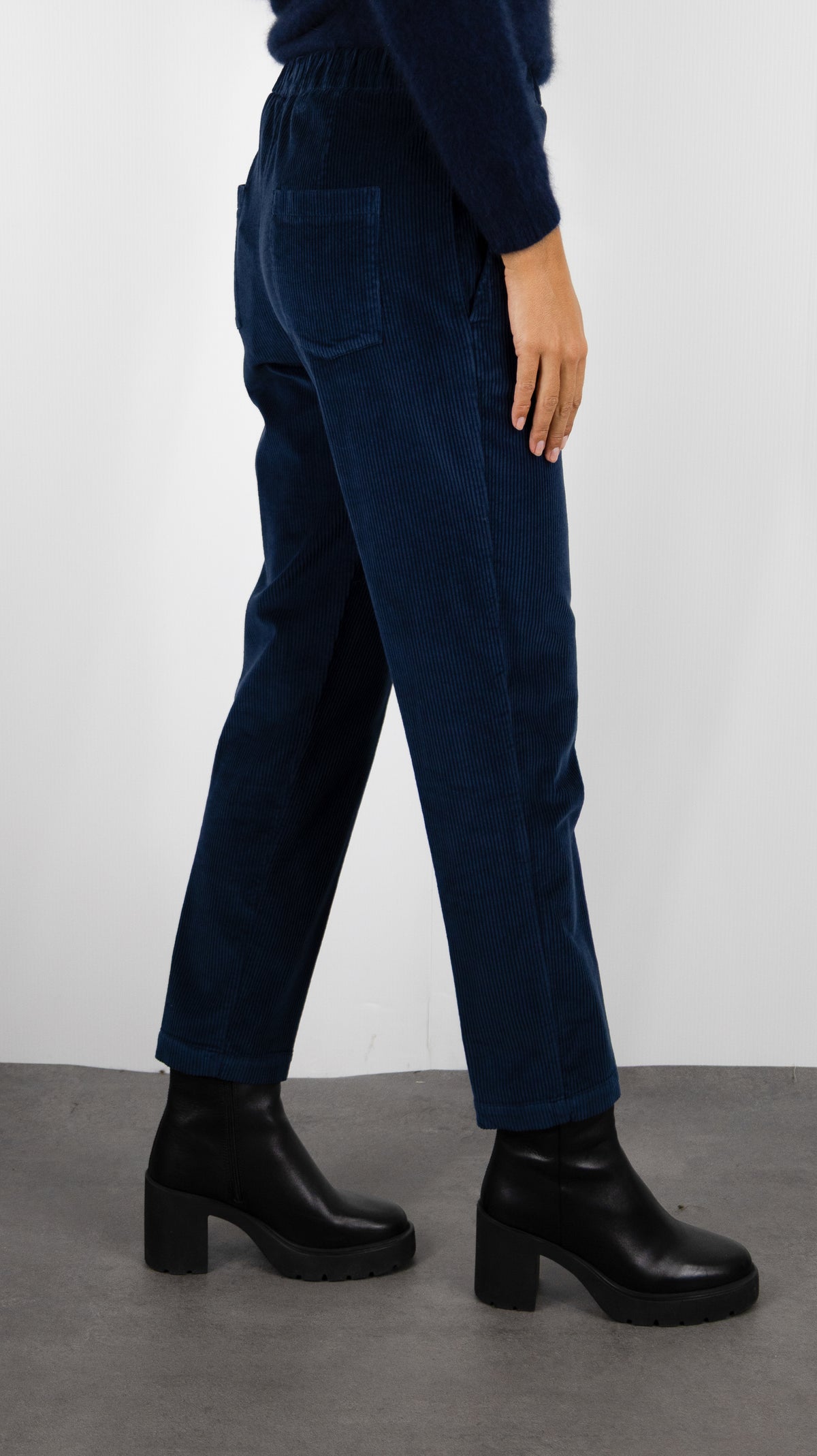 PANTALON EN VELOURS COTELE POUR FEMME ROSSO 35 N1971P#COLOR_753/MARINE