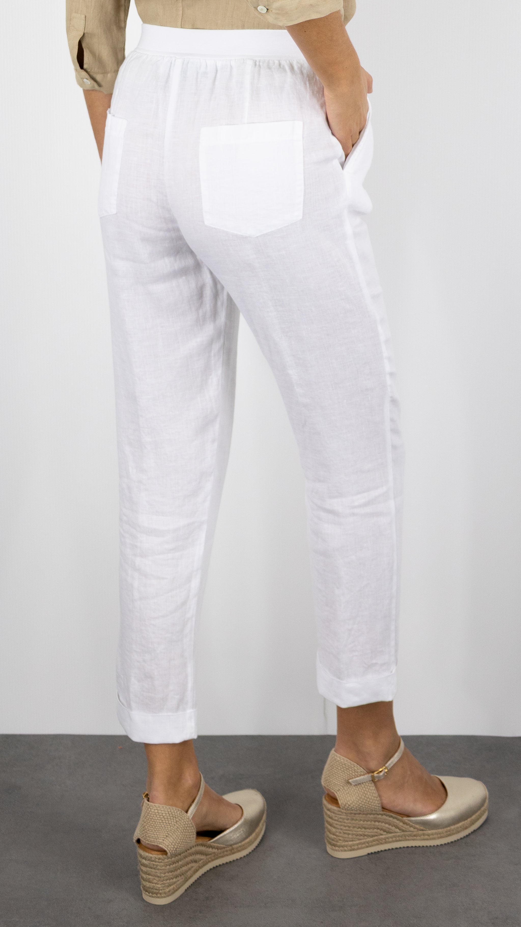 PANTALON EN LIN ROSSO 35 N861PB/8000#COLOR_701/BLANC