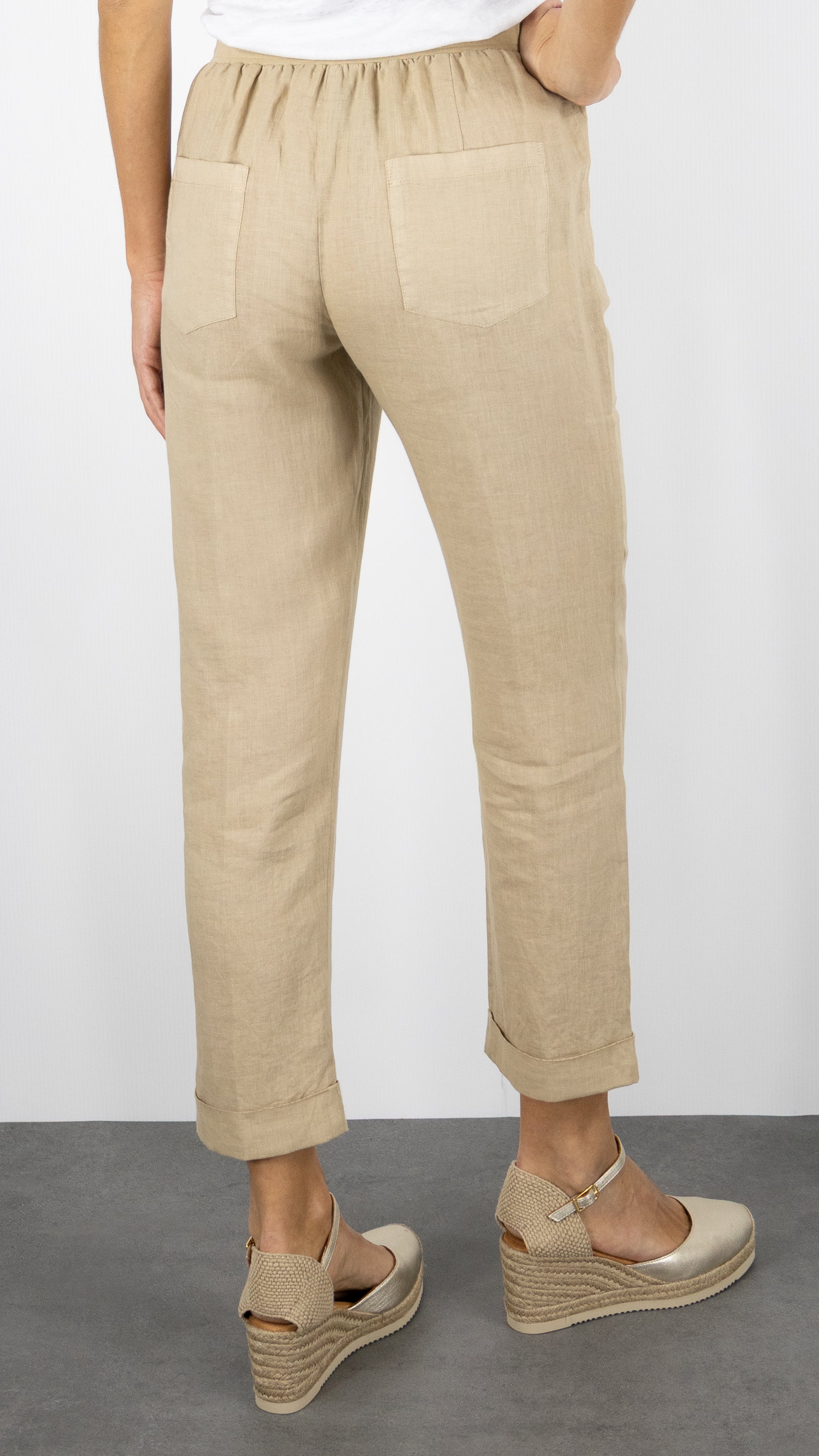 PANTALON EN LIN ROSSO 35 N861PB/8000#COLOR_708/BEIGE