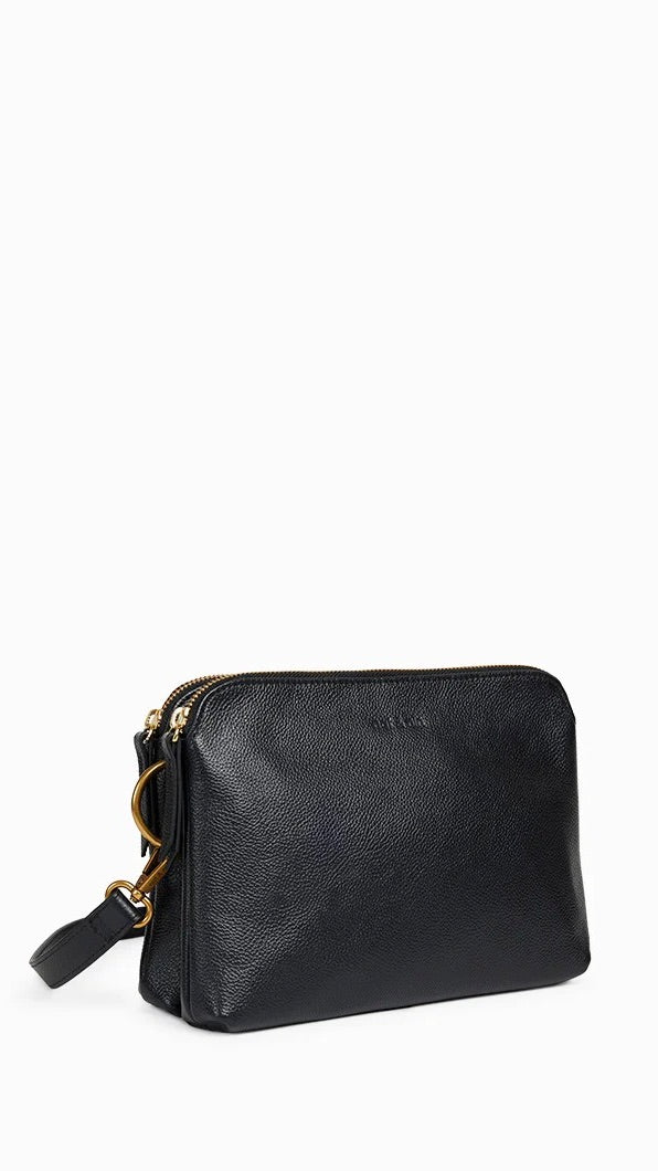 SAC BANDOULIERE DOUBLE COMPARTIMENT EN CUIR NAT&NIN NAEL#COLOR_NOIR