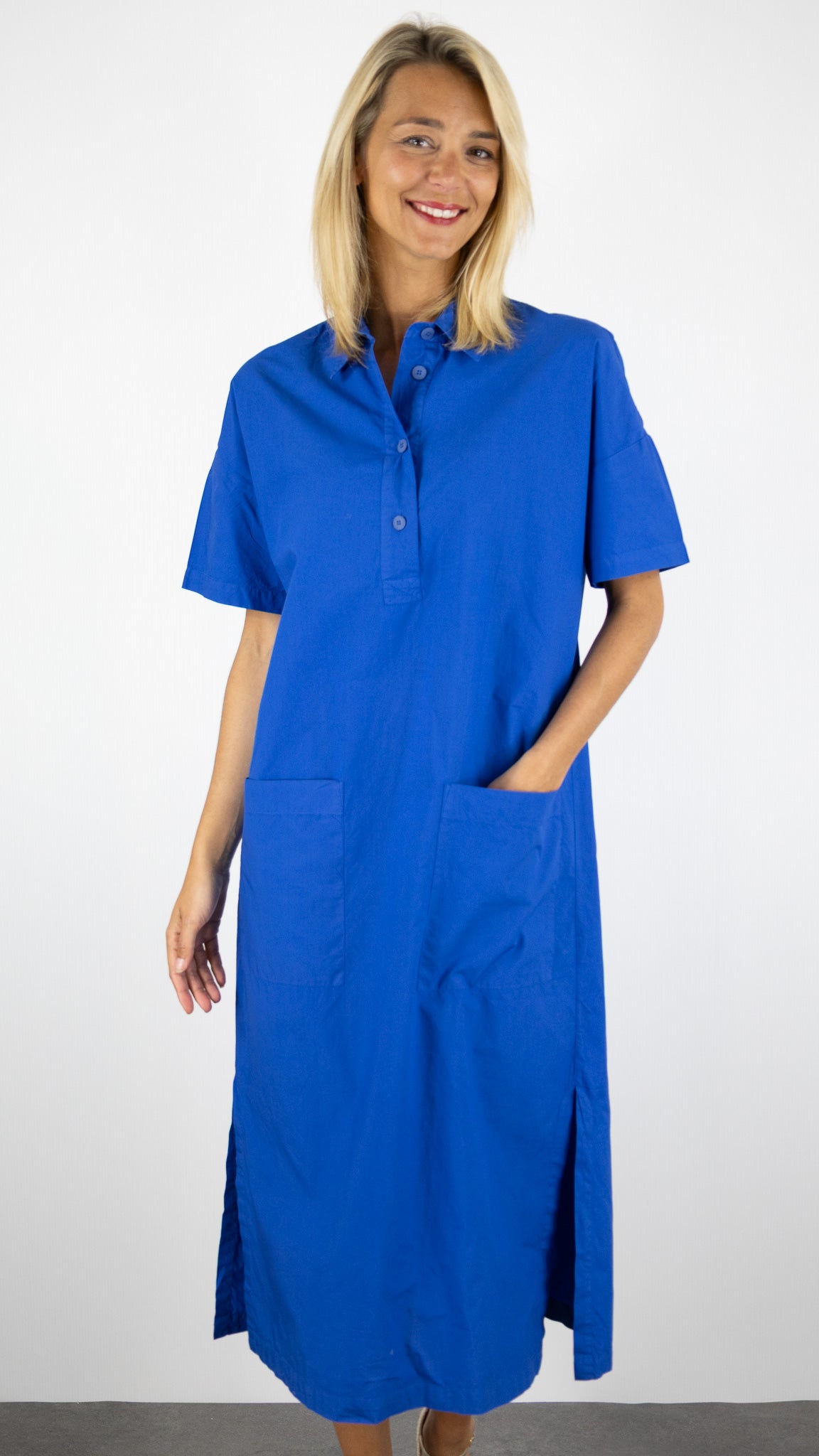 ROBE CHEMISE LONGUE EN COTON BENSIMON NORA#COLOR_COBALT