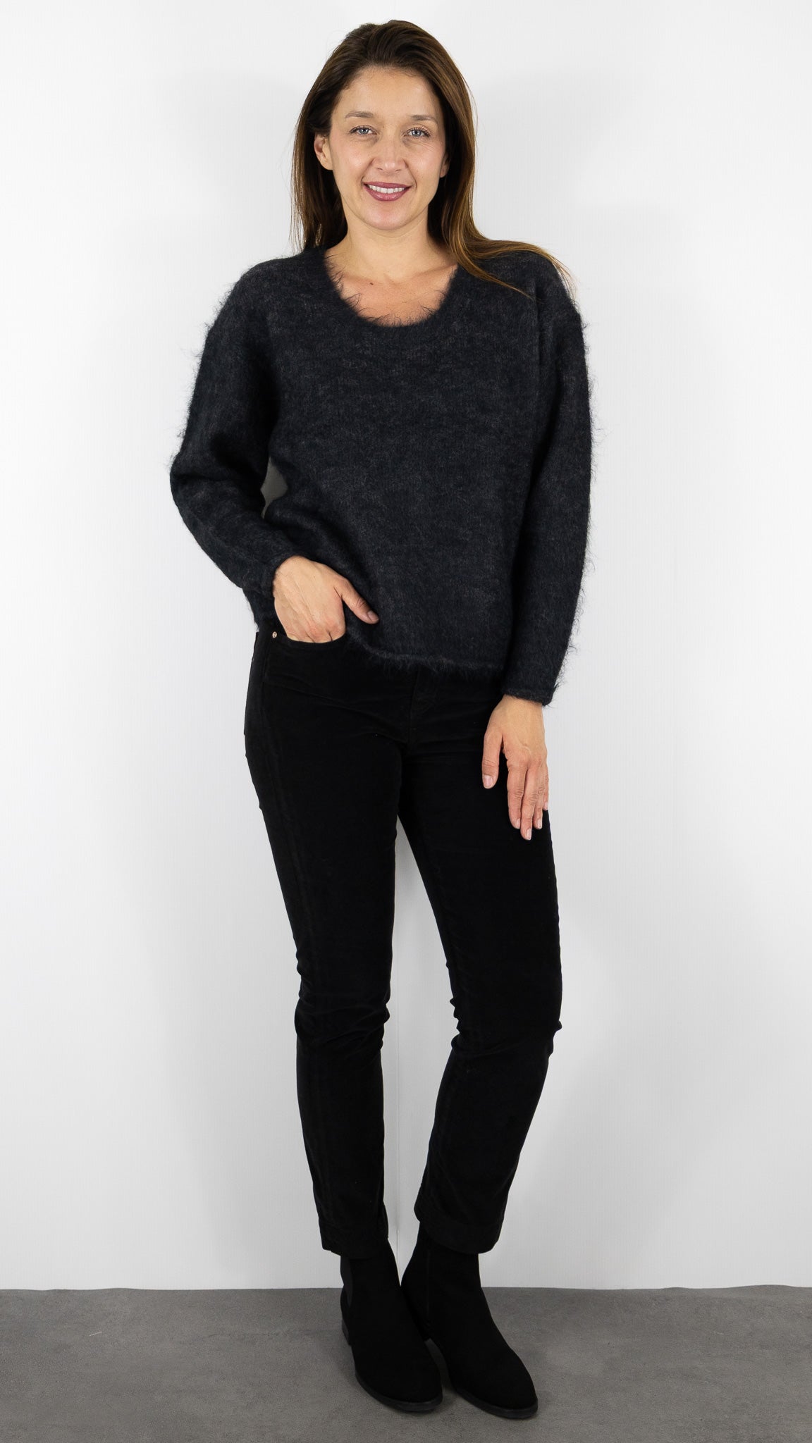 PULL COL U EN ALPAGA ANTRACITE PULL AMERICAN VINTAGE NUNY