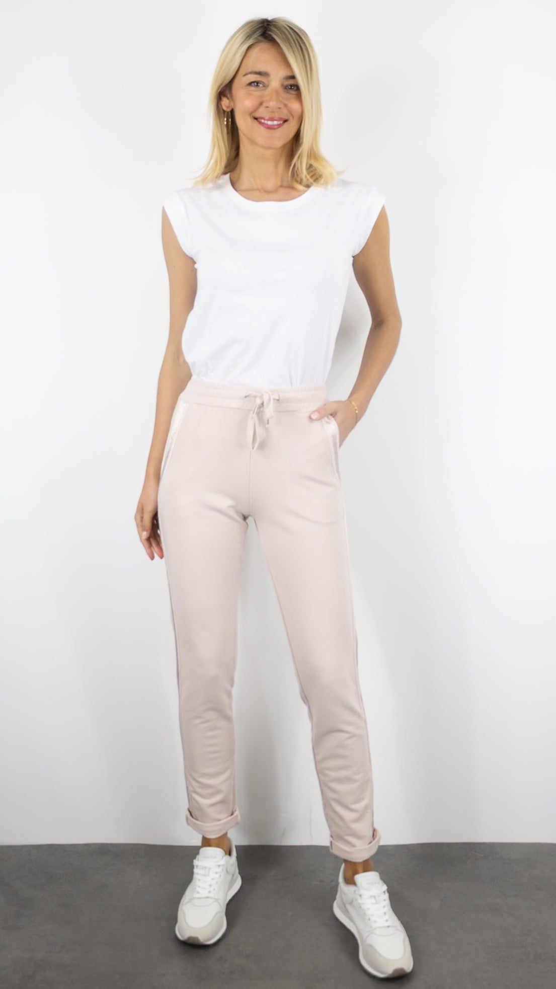 JOGGING STUDIO PARISIEN BANDES EN COTON FEMME 822739#COLOR_ROSA/ROSE PALE